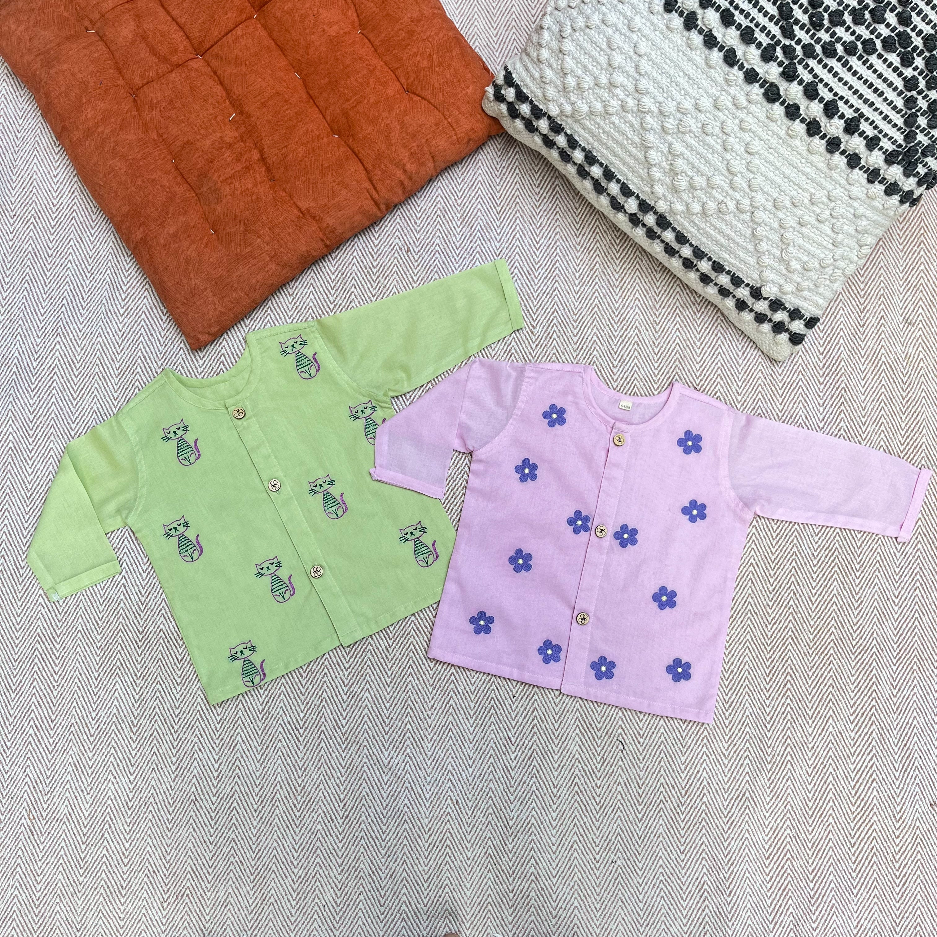 Daisy and Cat - Organic Cotton Full Sleeves Jhabla of Two