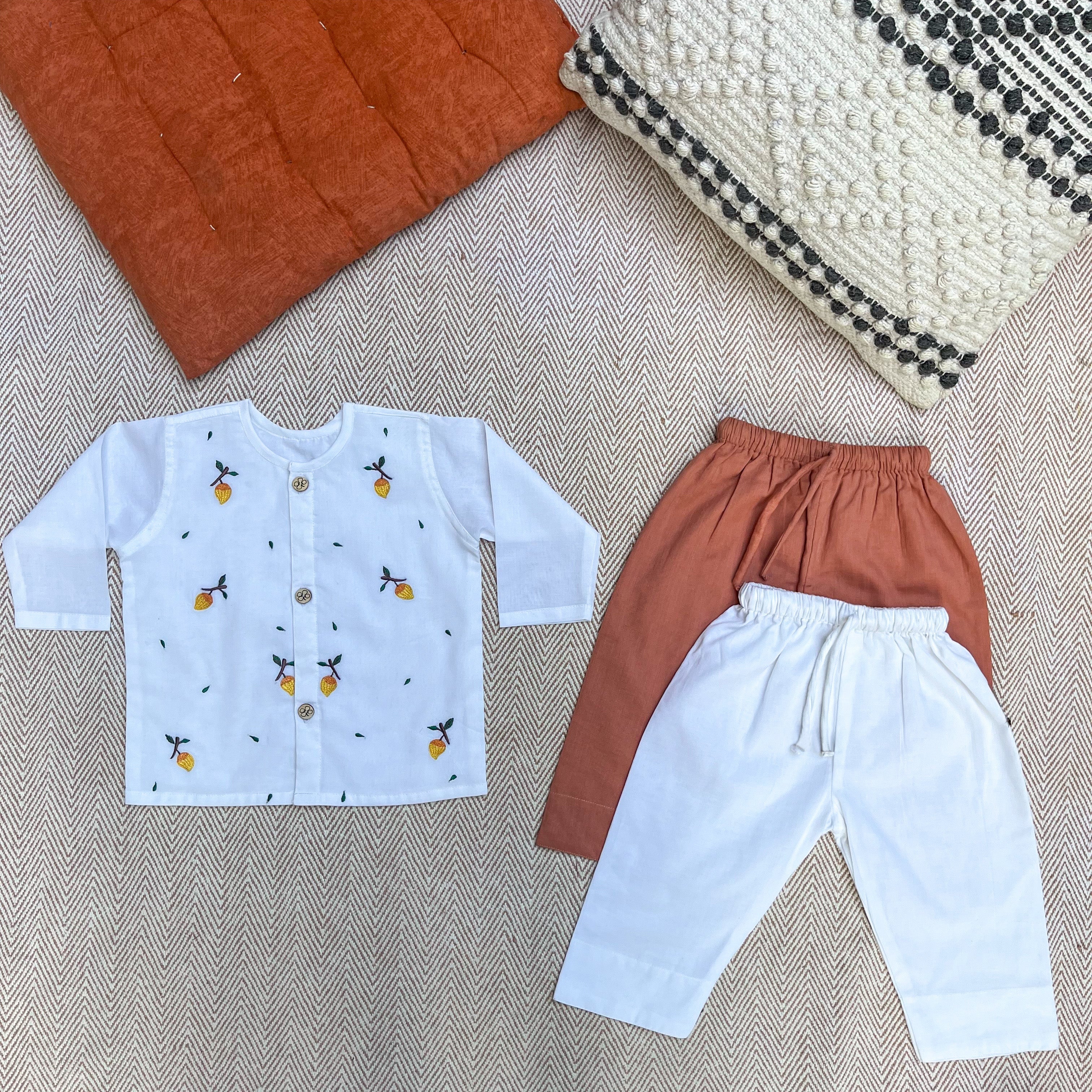 Mango - Organic Cotton Full Sleeves Jhabla with Two Pyjamas