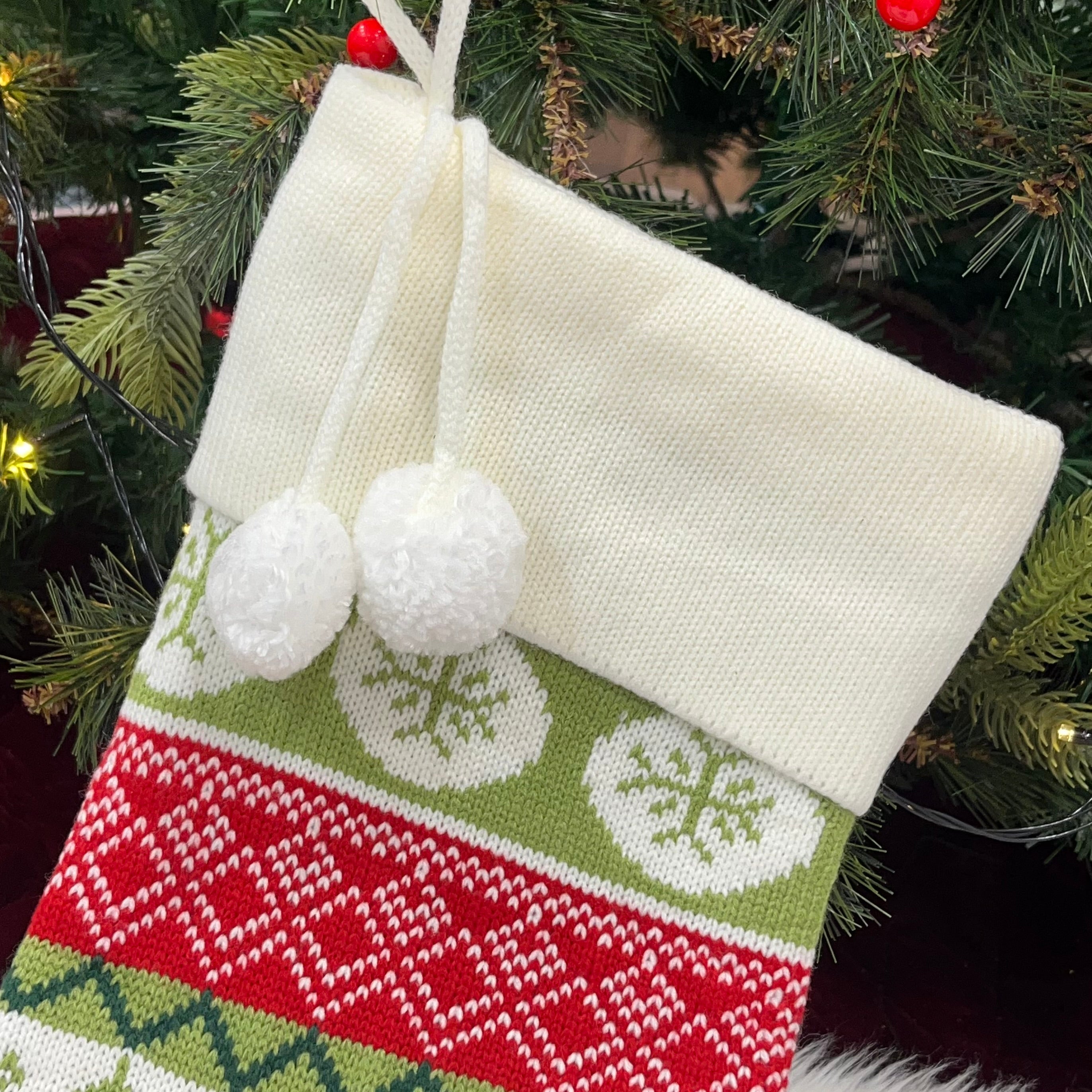 Handwoven Knitted Stocking (Twilight Tree)