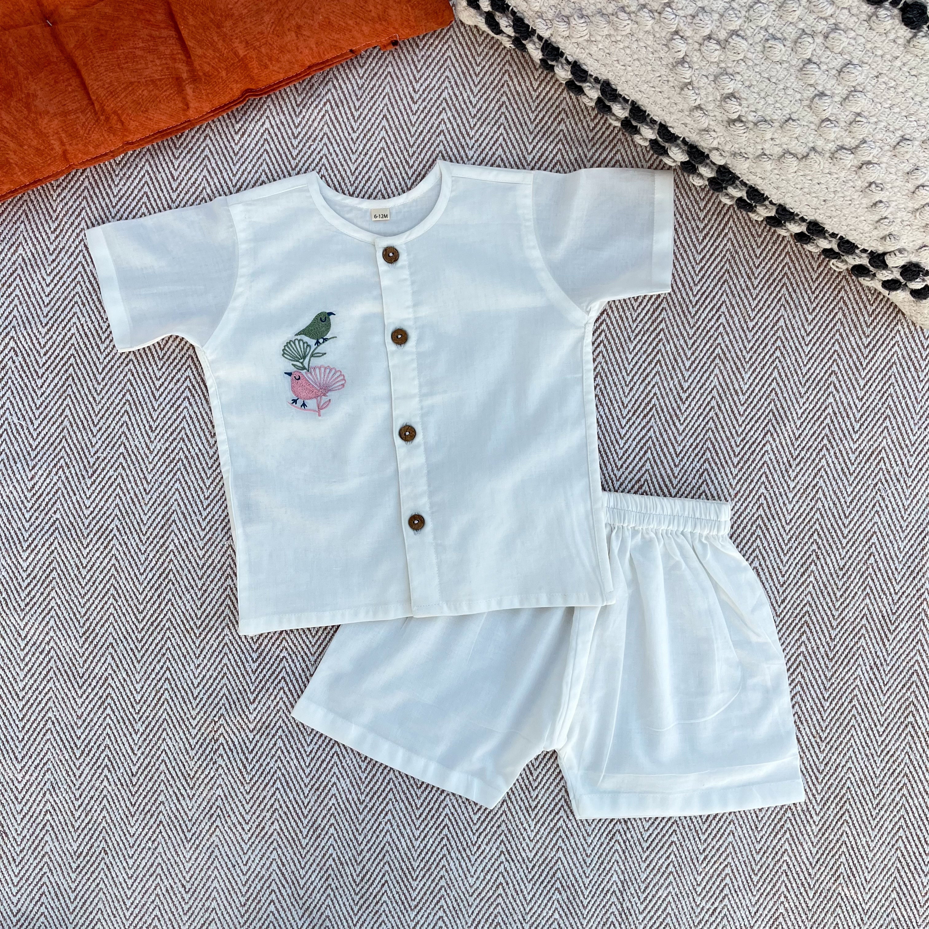 Organic Cotton Bird Jhabla Set