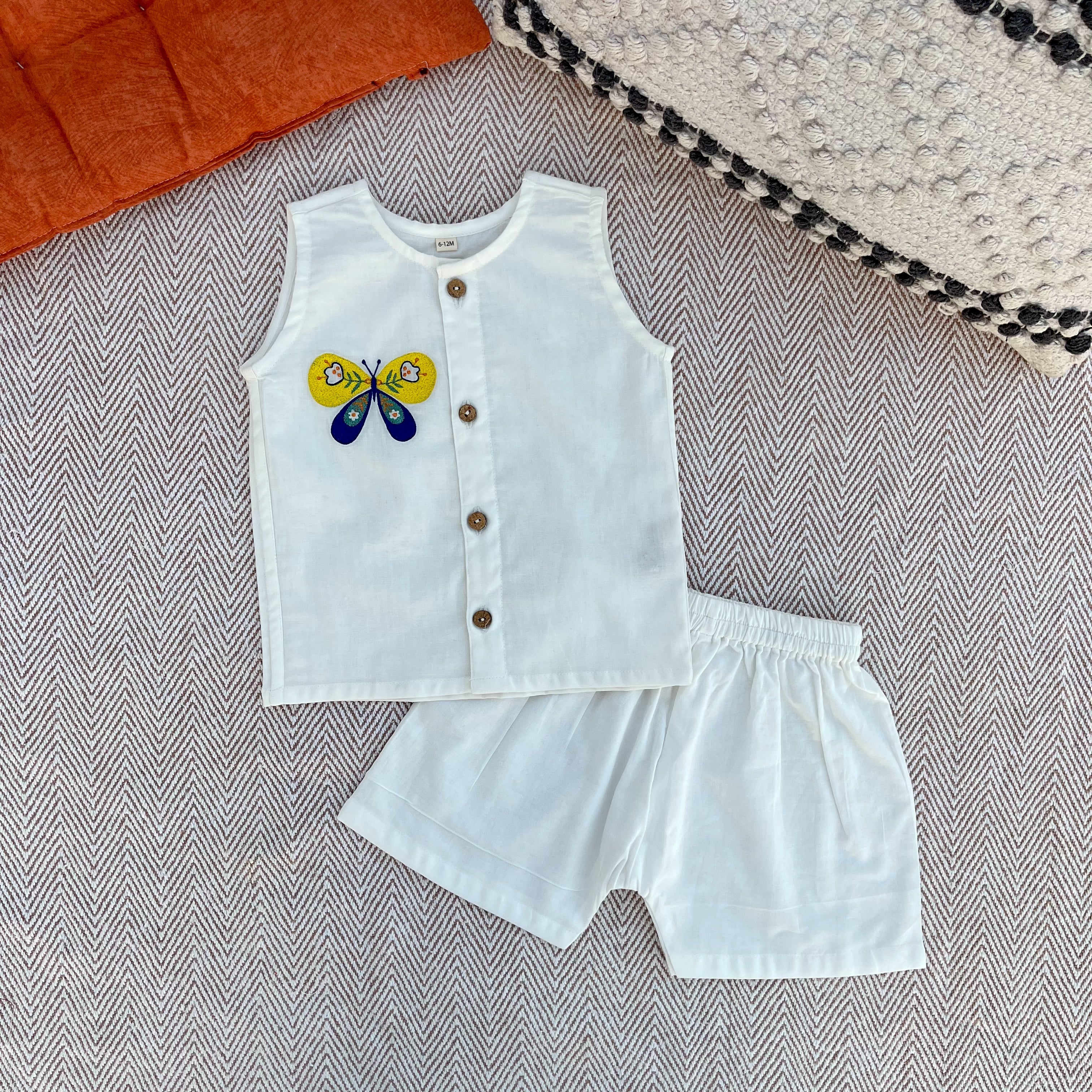 Organic Cotton Butterfly Jhabla Set