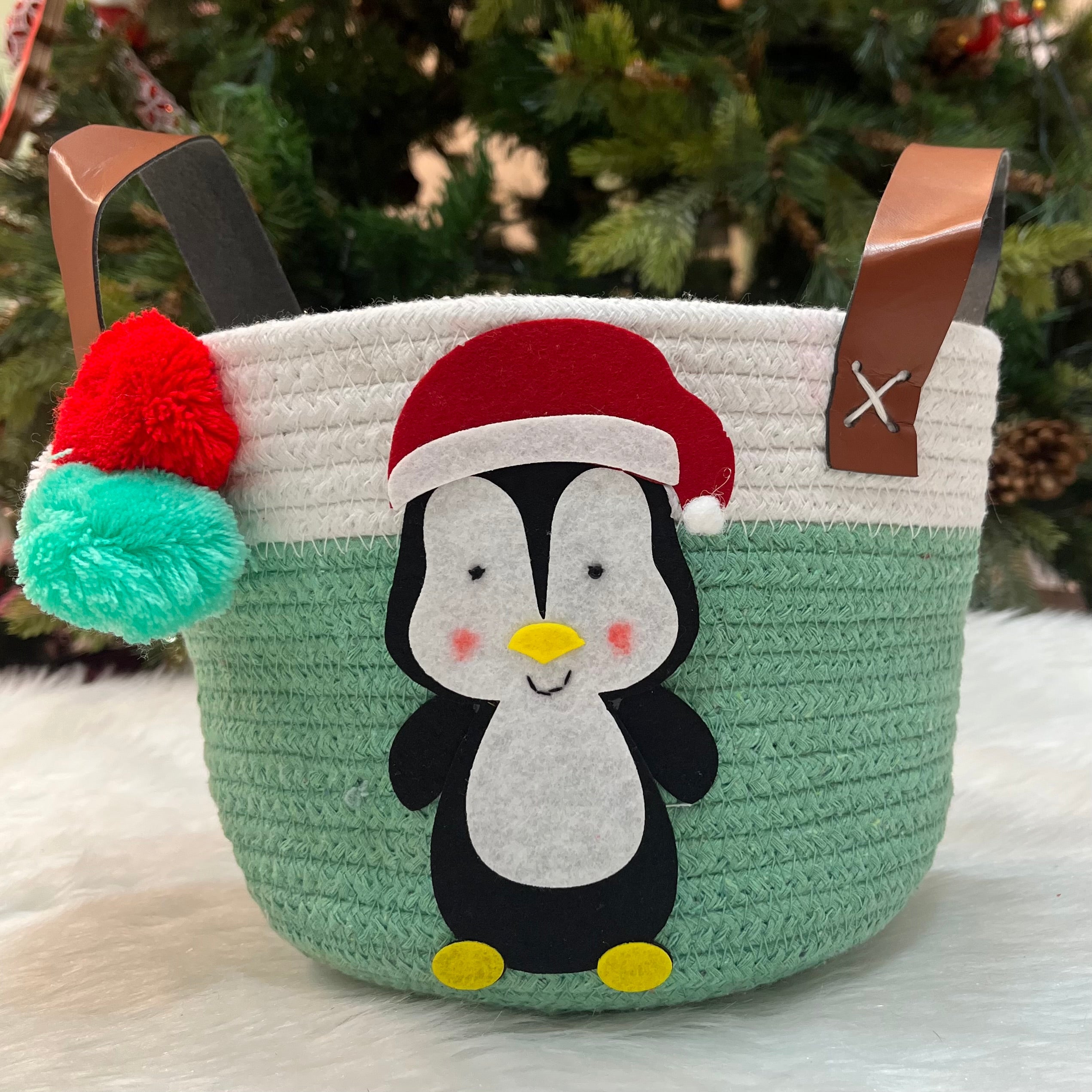 Jute Cotton Storage Basket - Little Penguin