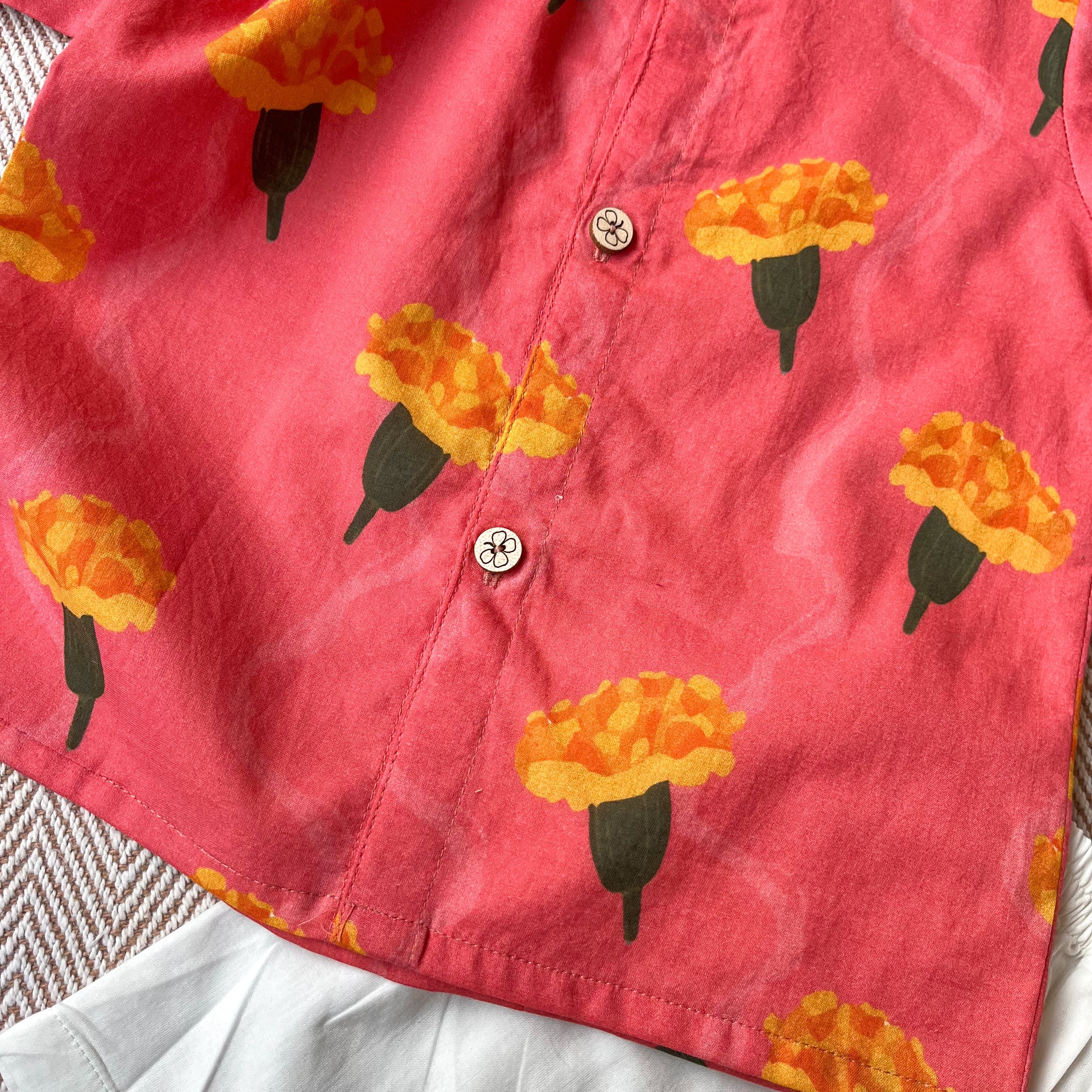 Marigold - Organic Cotton Pink Jhabla Set