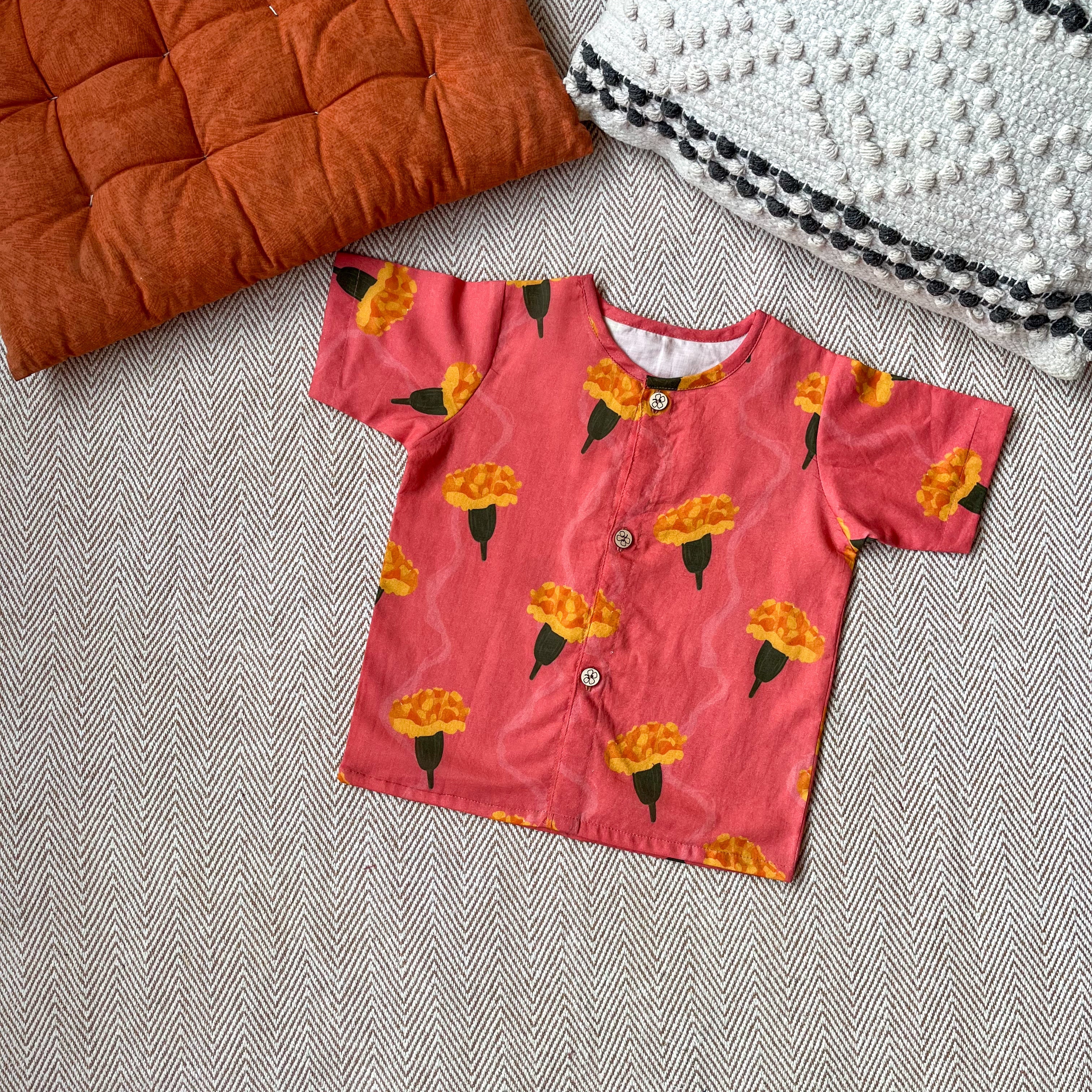 Marigold - Organic Cotton Pink Jhabla Set