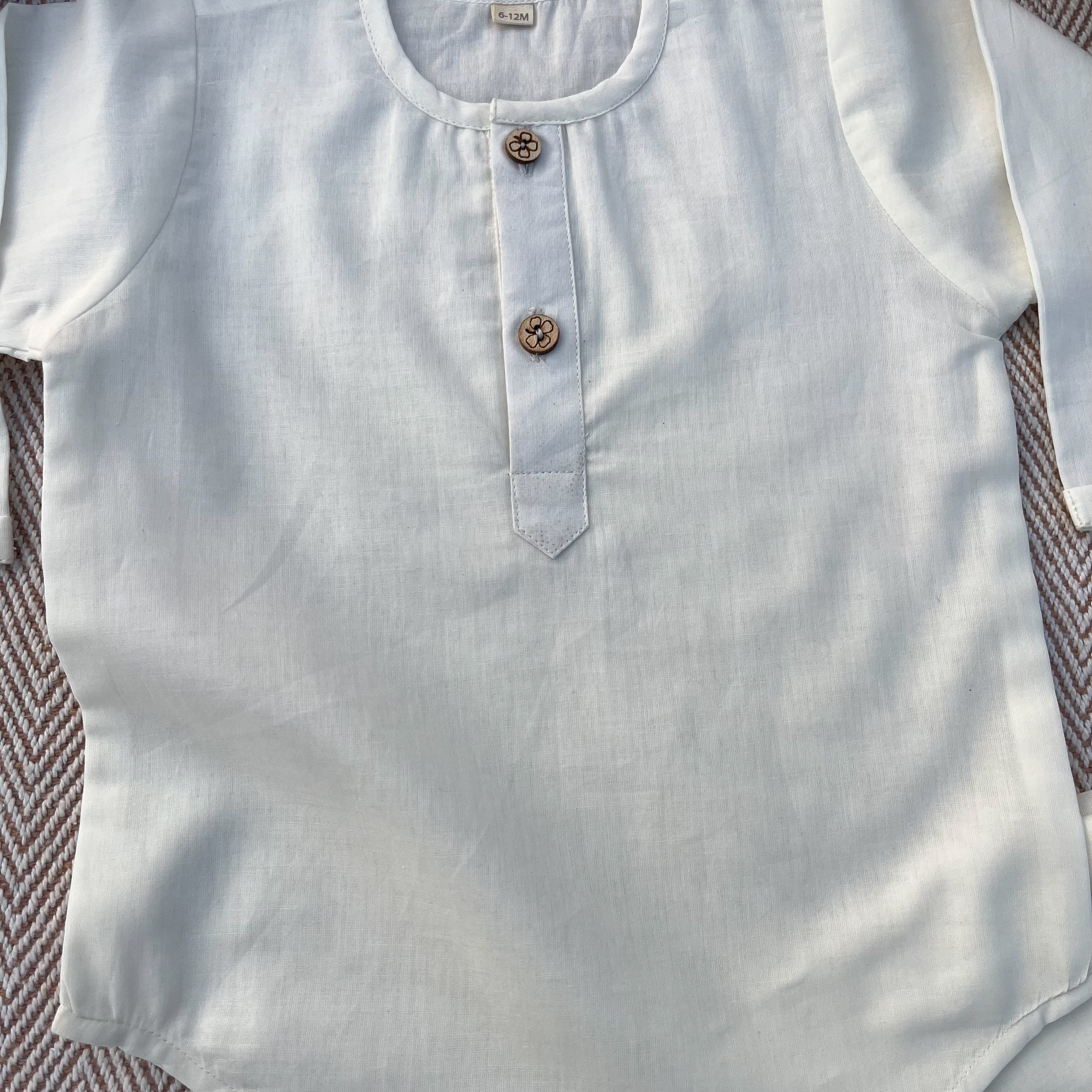 Organic Cotton Unisex Plain White Kurta Set