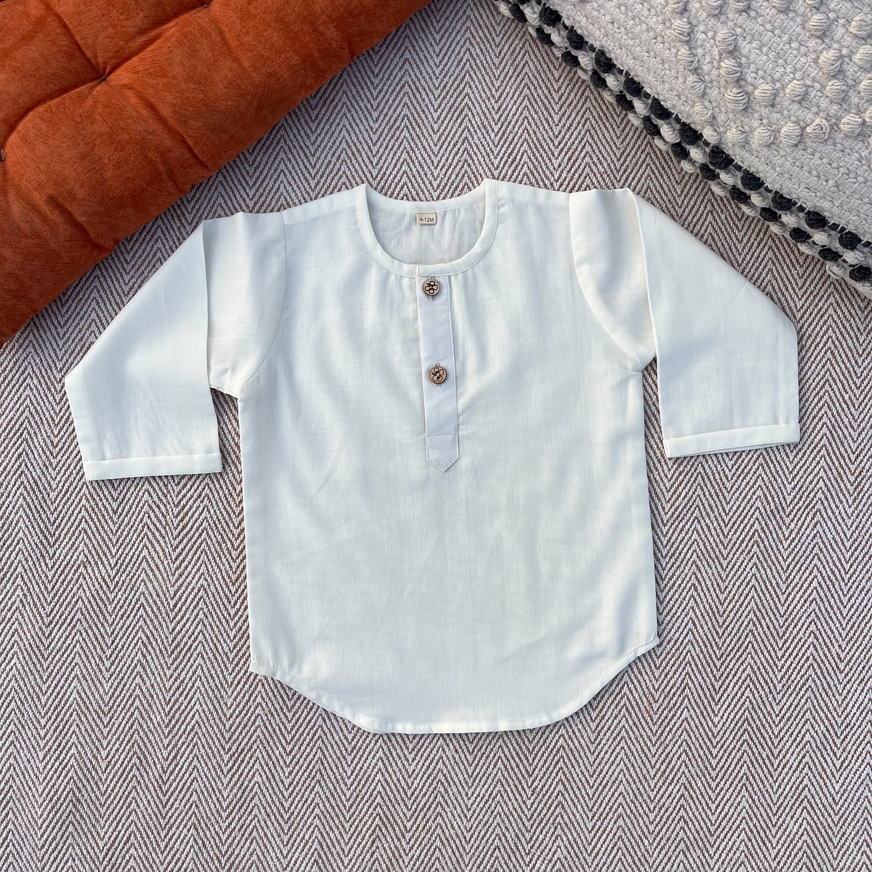 Organic Cotton Unisex Plain White Kurta Set