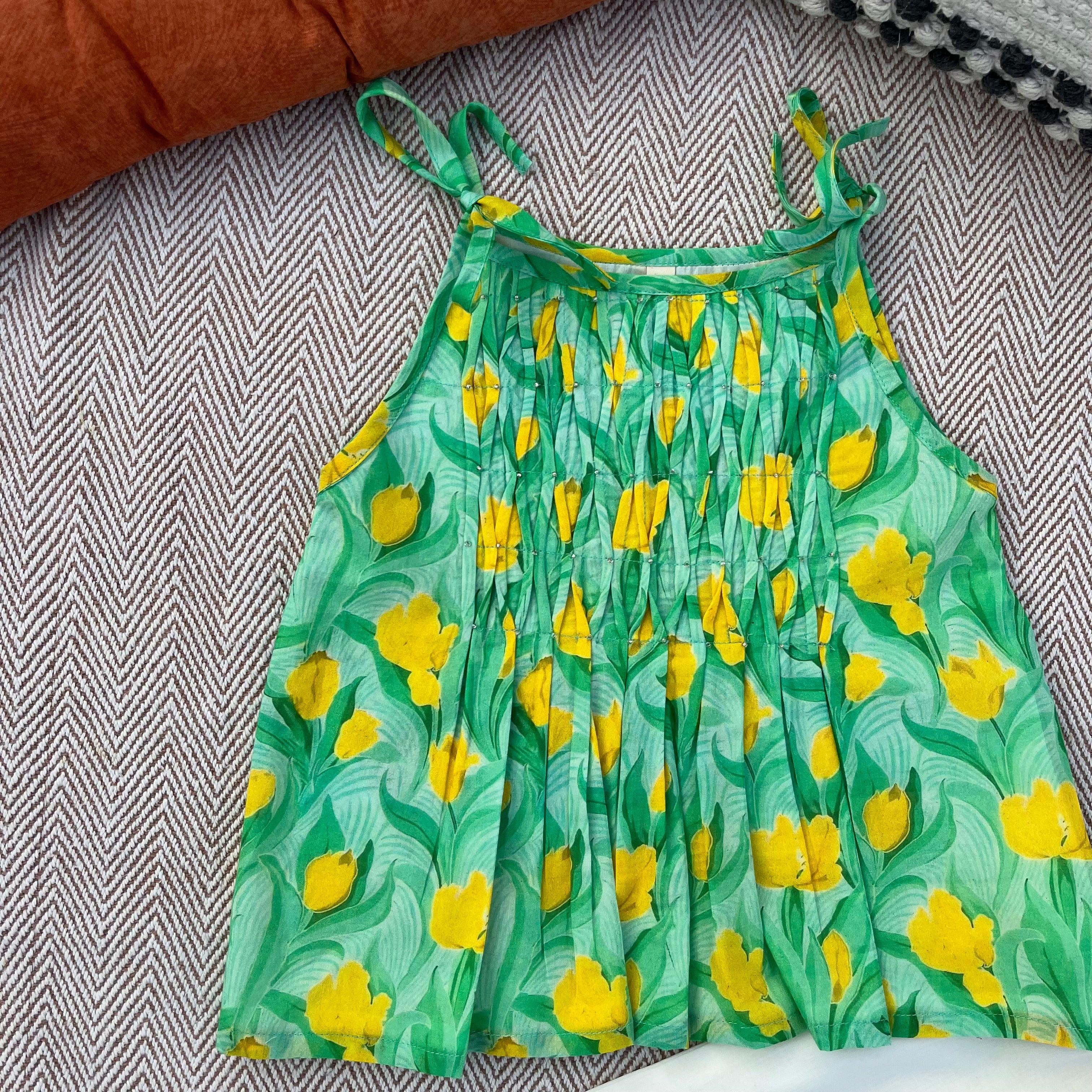Organic Cotton Green Floral Tie-Up Co-ord Set