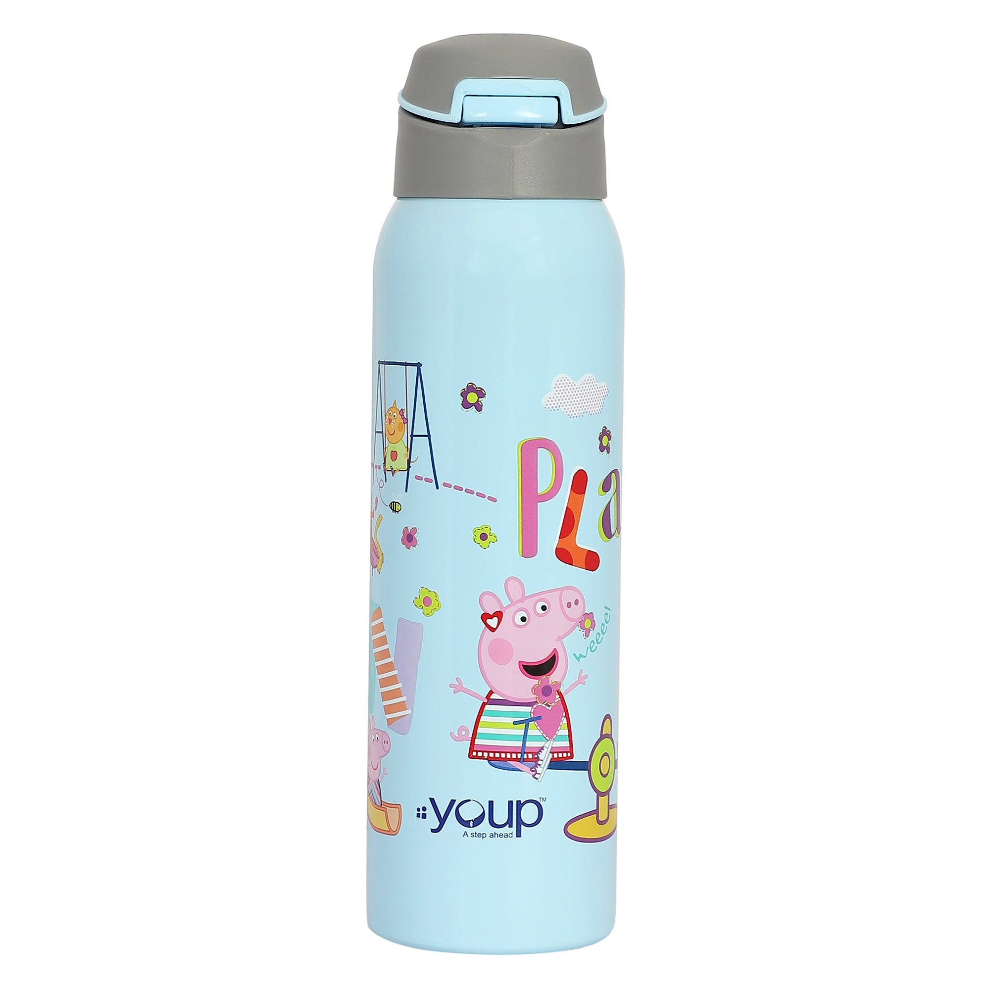 Stainless Steel Peppa Pig Theme Kids Insulated Sipper Bottle Googlie- 500 Ml