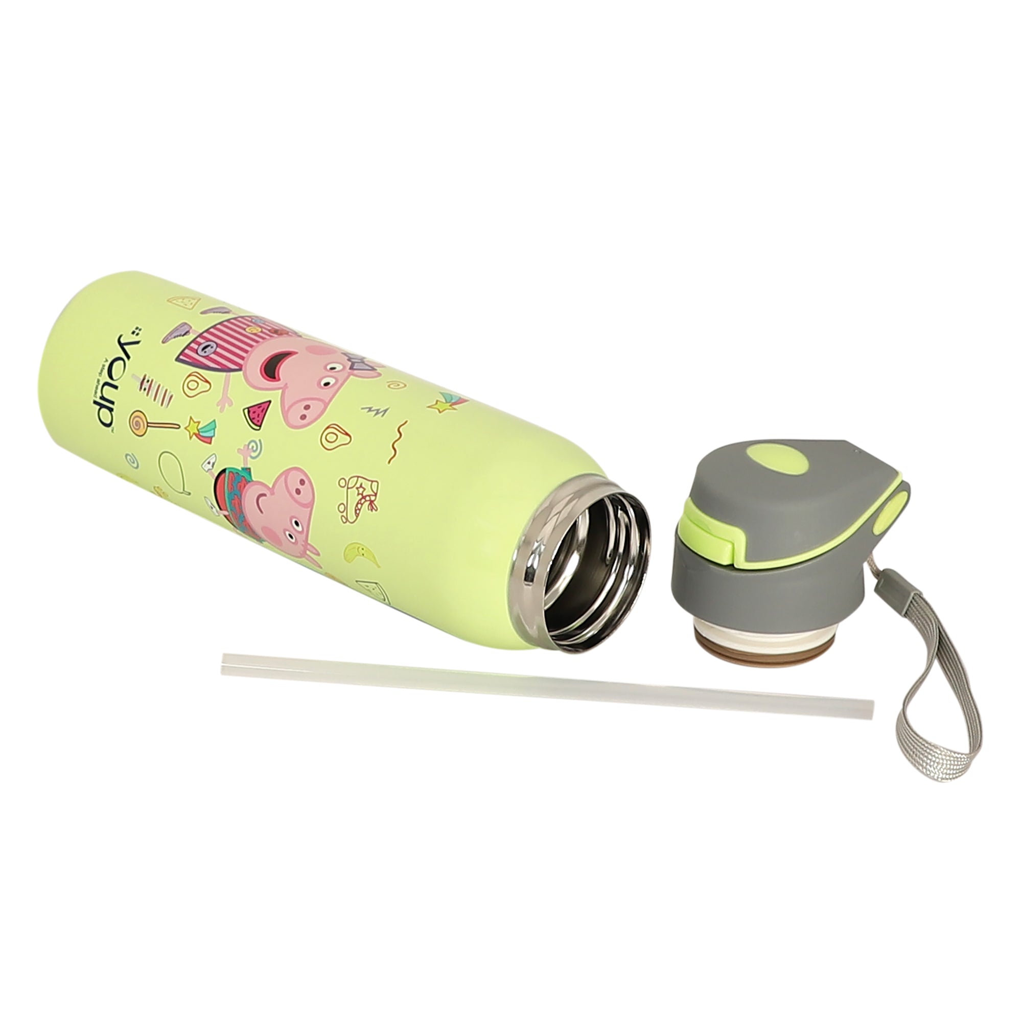 Stainless Steel Peppa Pig Theme Kids Insulated Sipper Bottle Googlie- 500 Ml