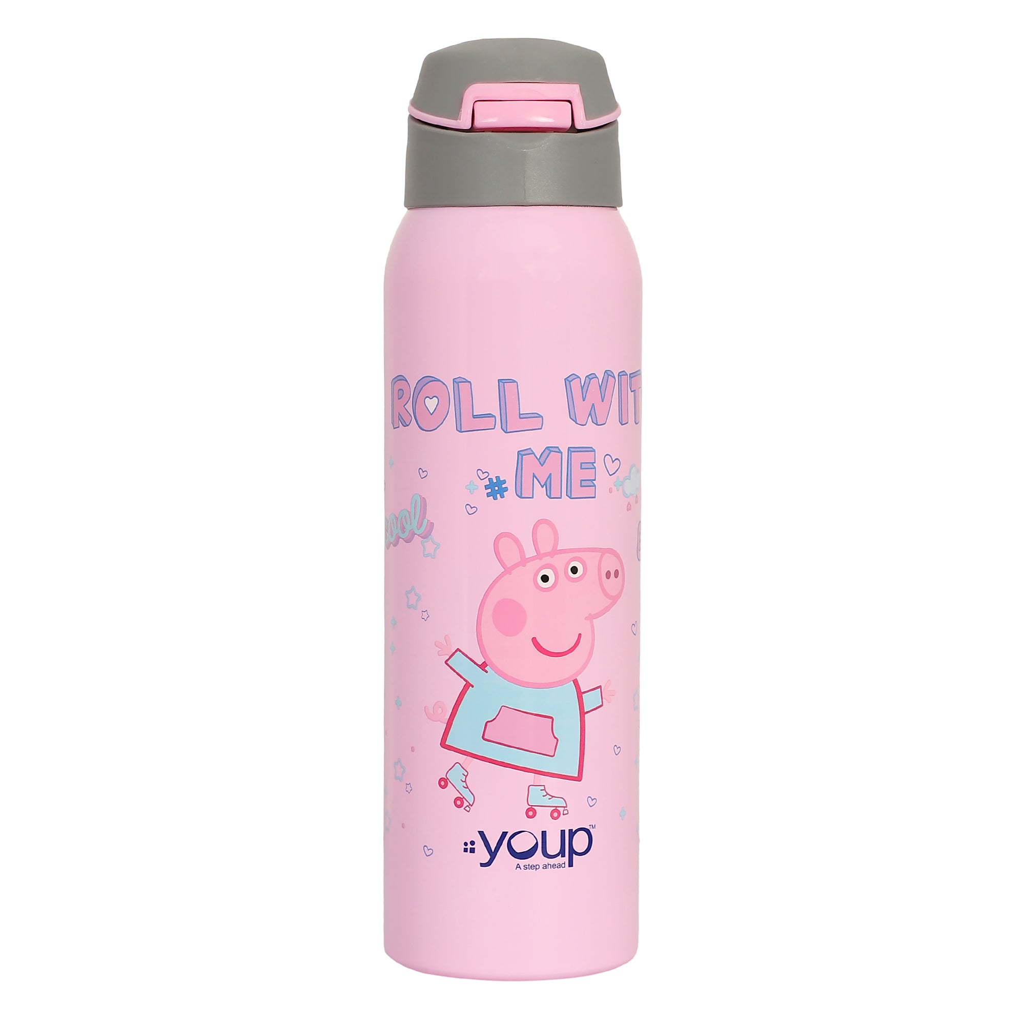 Stainless Steel Peppa Pig Theme Kids Insulated Sipper Bottle Googlie- 500 Ml