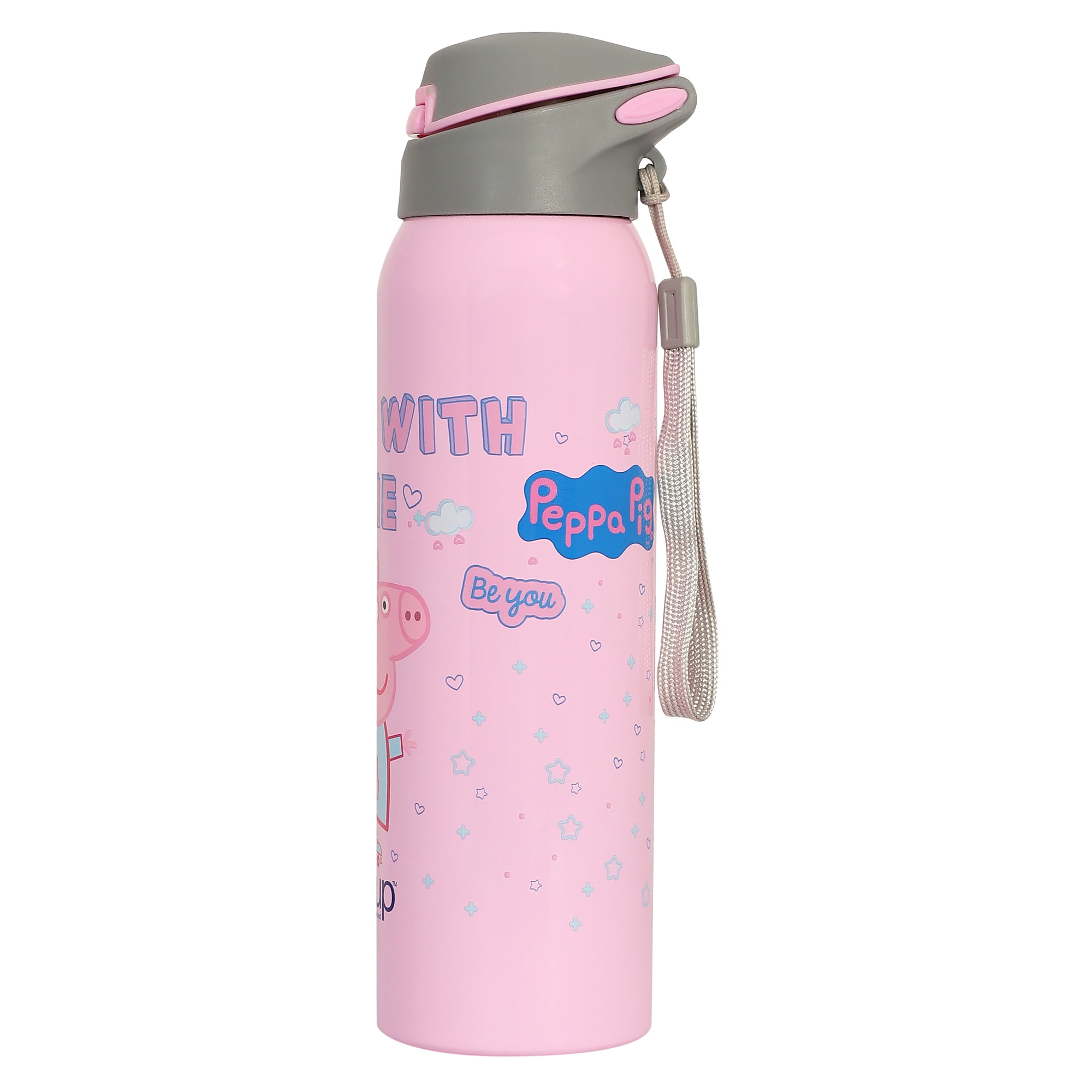 Stainless Steel Peppa Pig Theme Kids Insulated Sipper Bottle Googlie- 500 Ml
