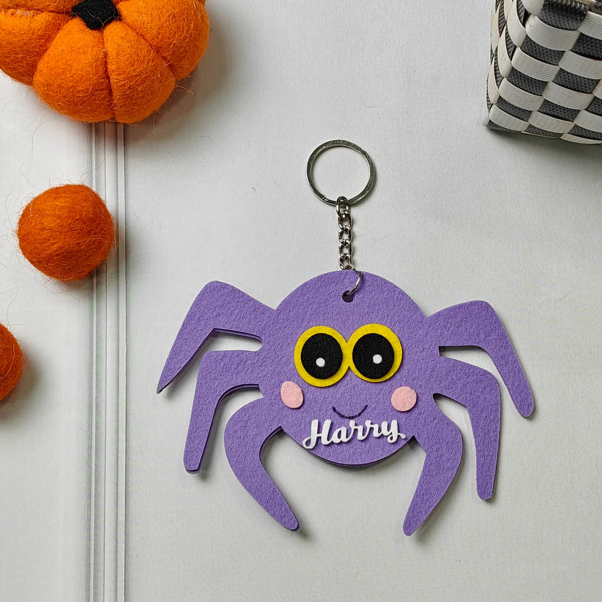 Personalised Halloween Keychain – Spooky Spider Buddy