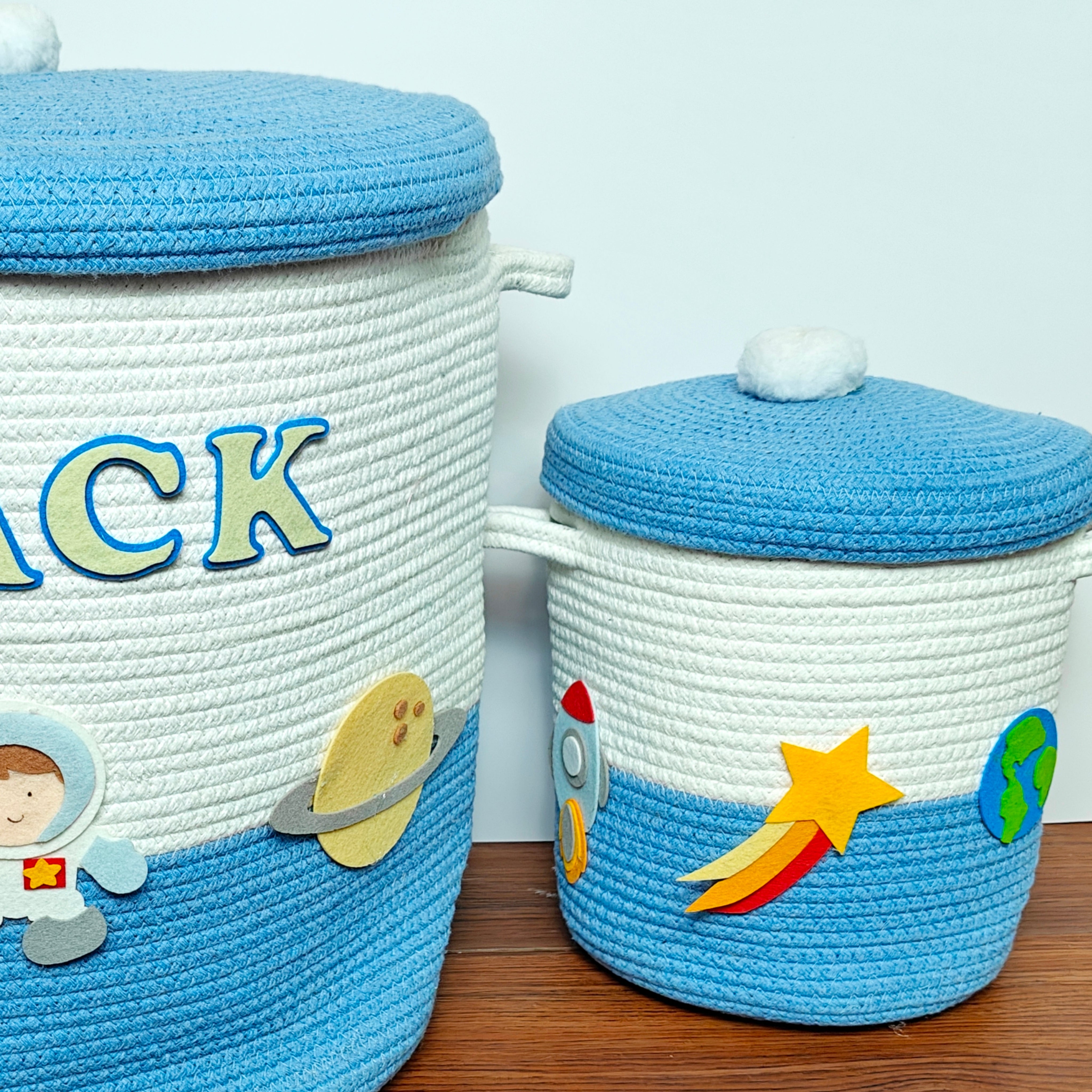 Jute Cotton Storage Basket with Lid - Little Voyager