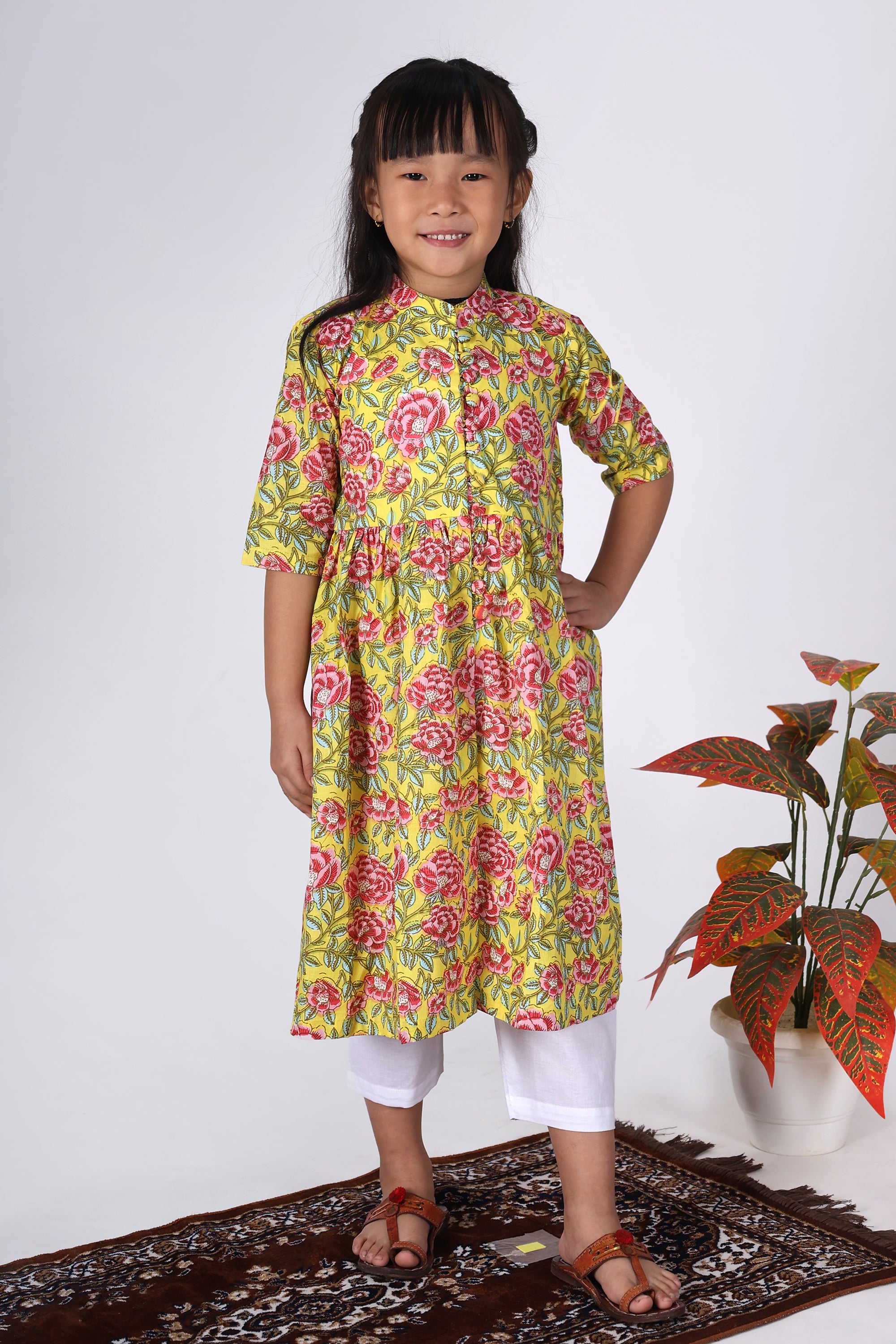 Lemon Kurta Jacquard Churidar main image 0
