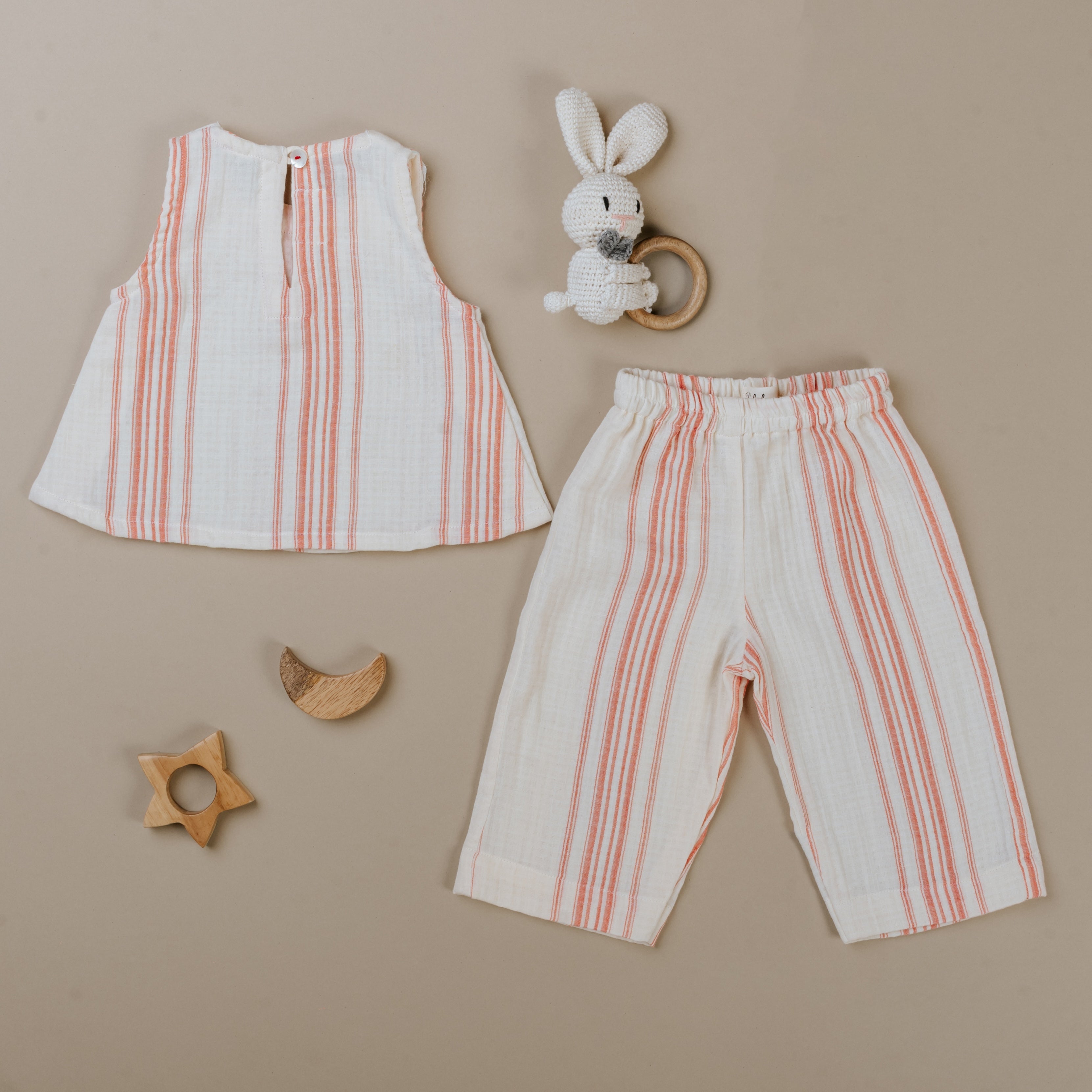 Off White Sea Shell Stripes Co Ord Set