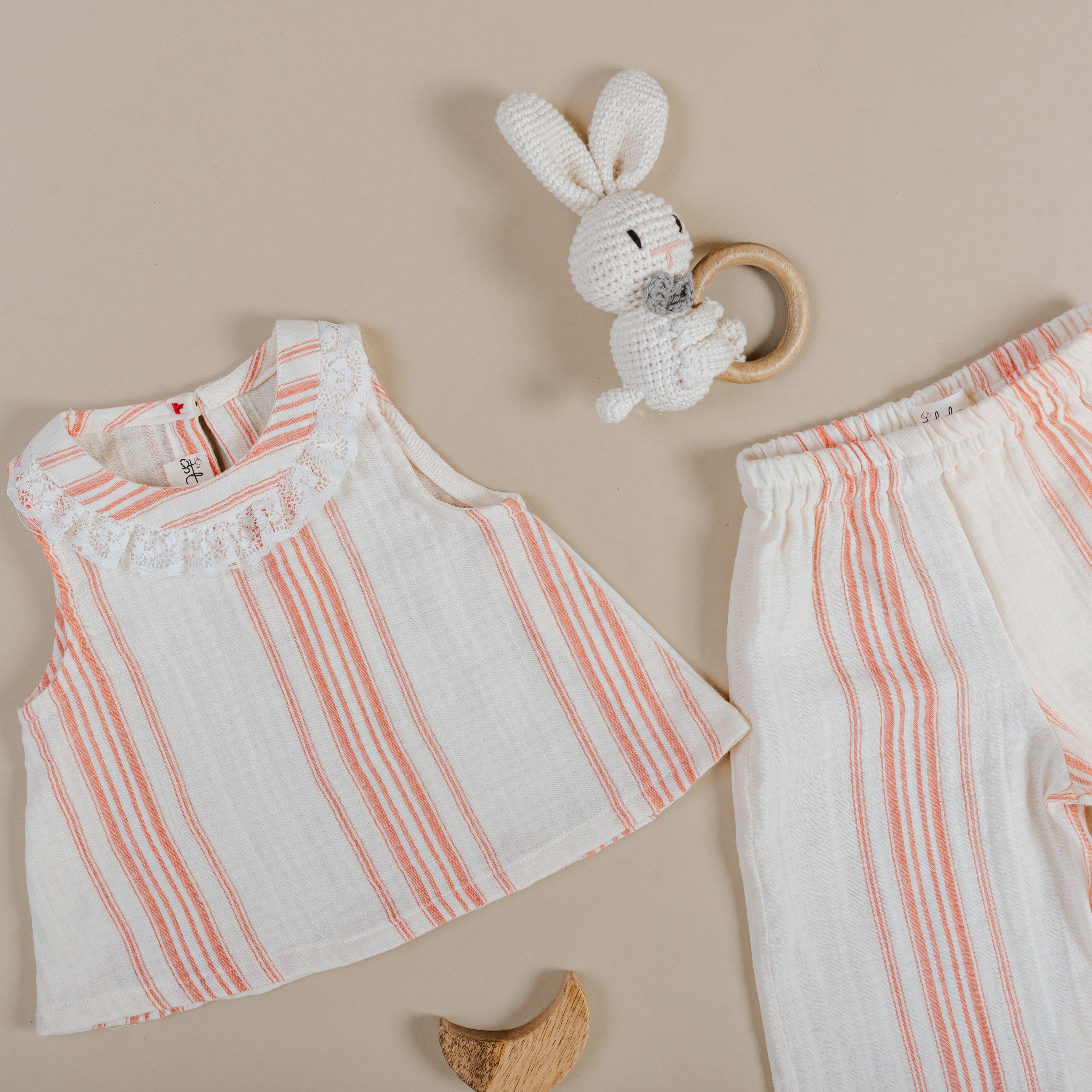 Off White Sea Shell Stripes Co Ord Set