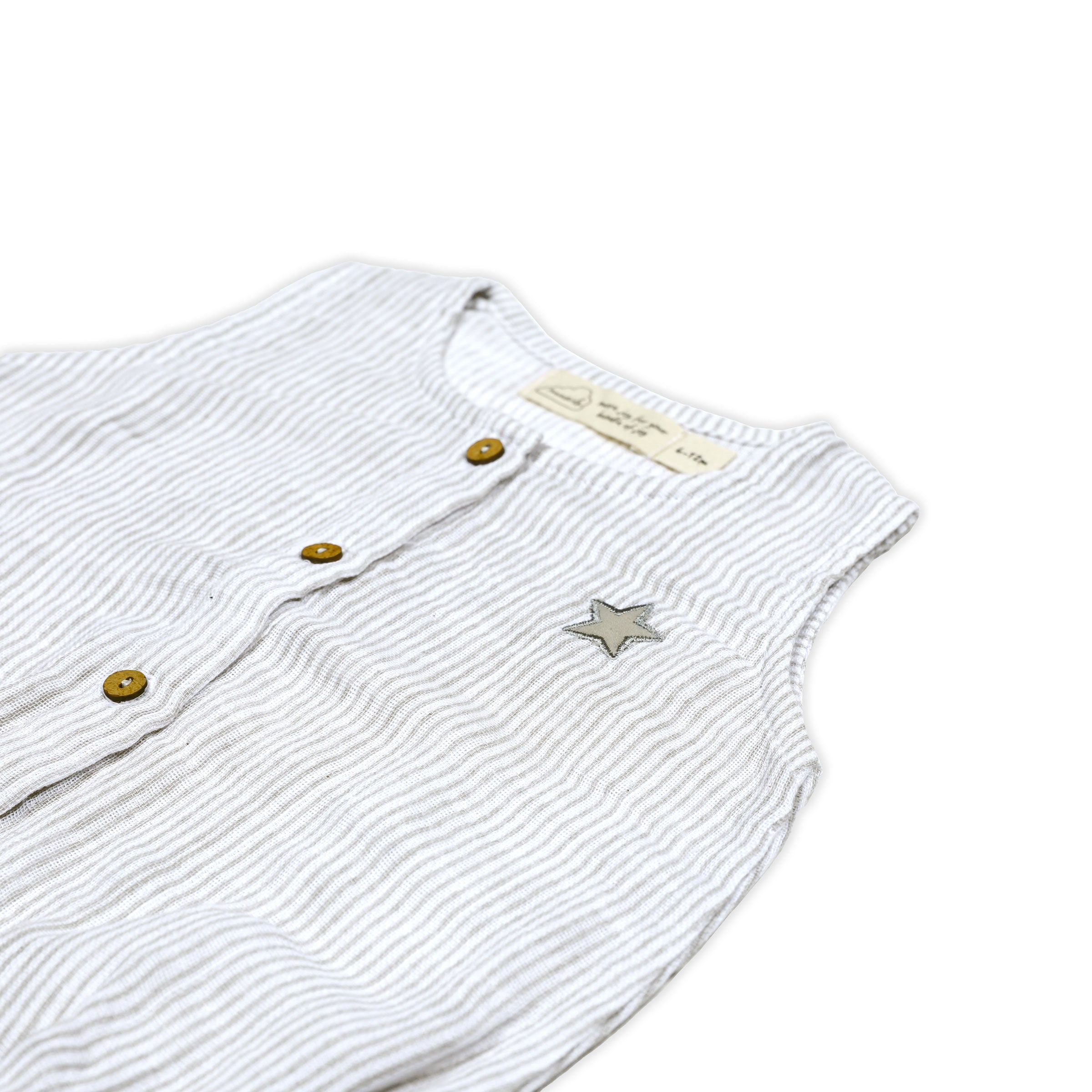Organic Muslin Baby Romper - Grey Stripe