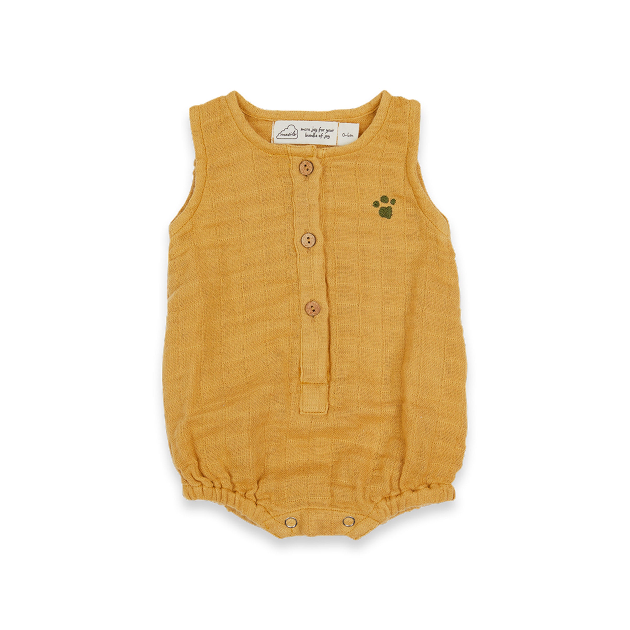 Organic Muslin Baby Romper - Ochre