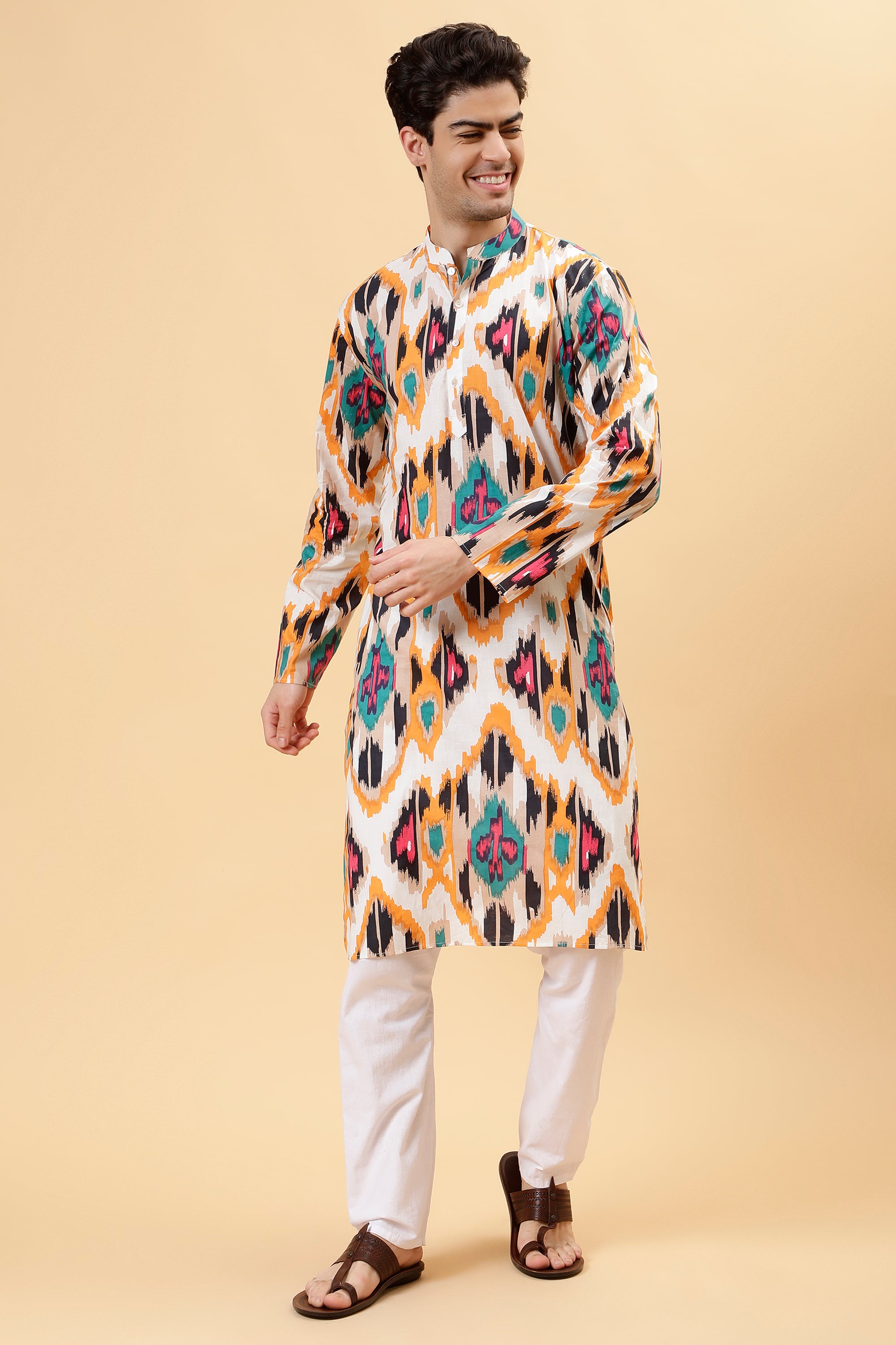 Brown Ikat Kurta