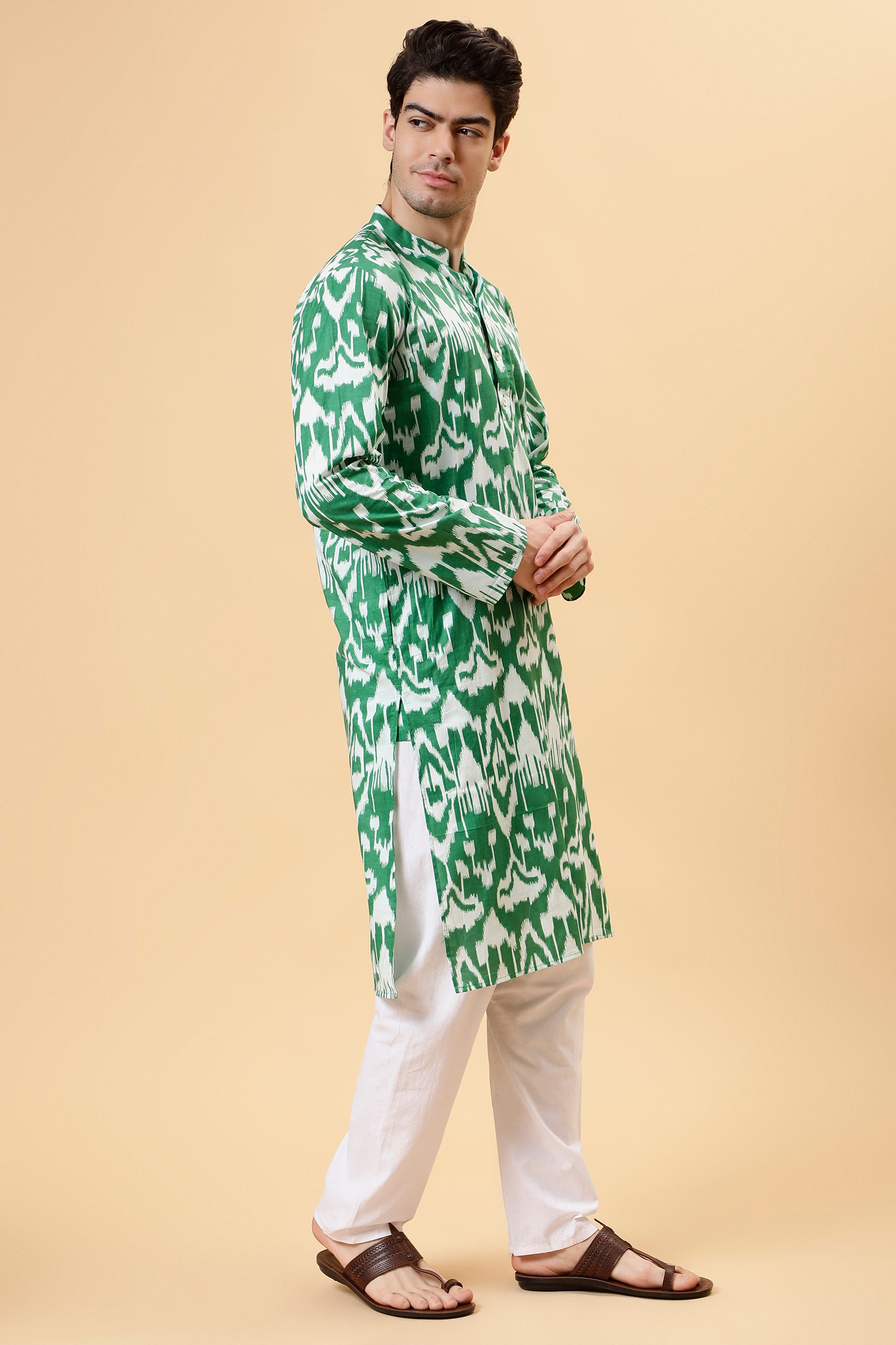 Green Ikat Kurta