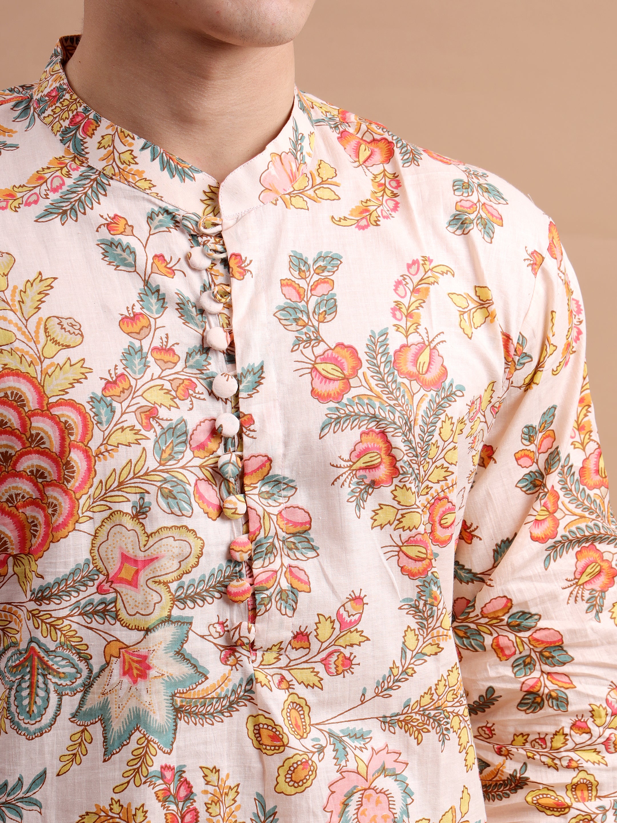 Beige Men Kurta Set