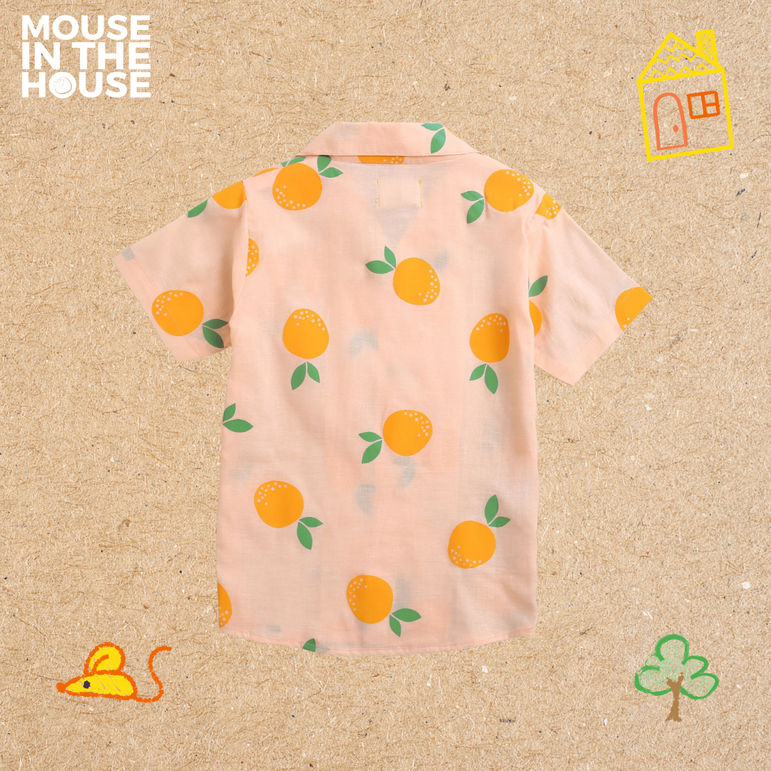 A Tangy Orange- Cotton Shirt