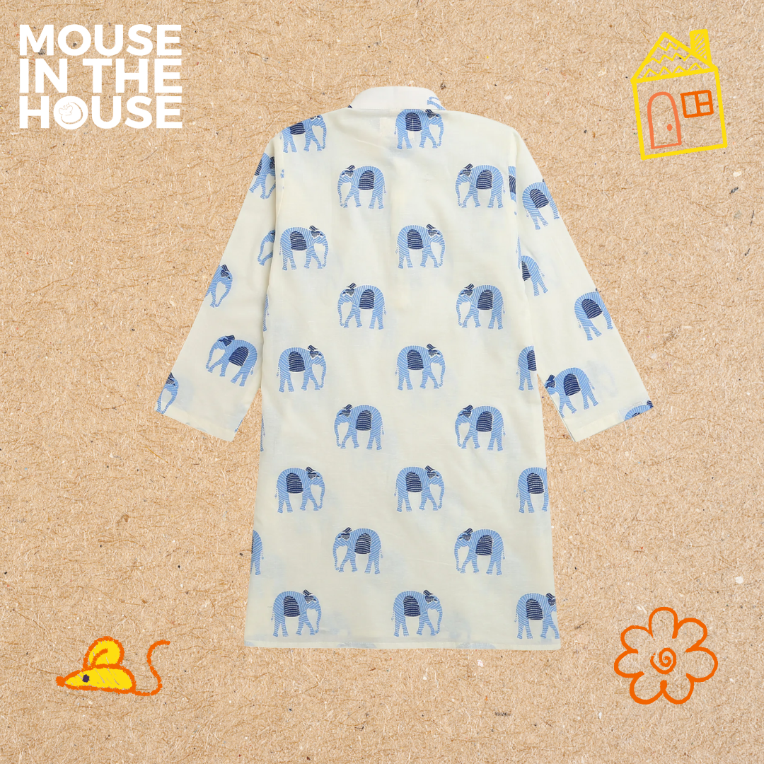 Rupa The Elephant (White)- Ethnic Wear Boys