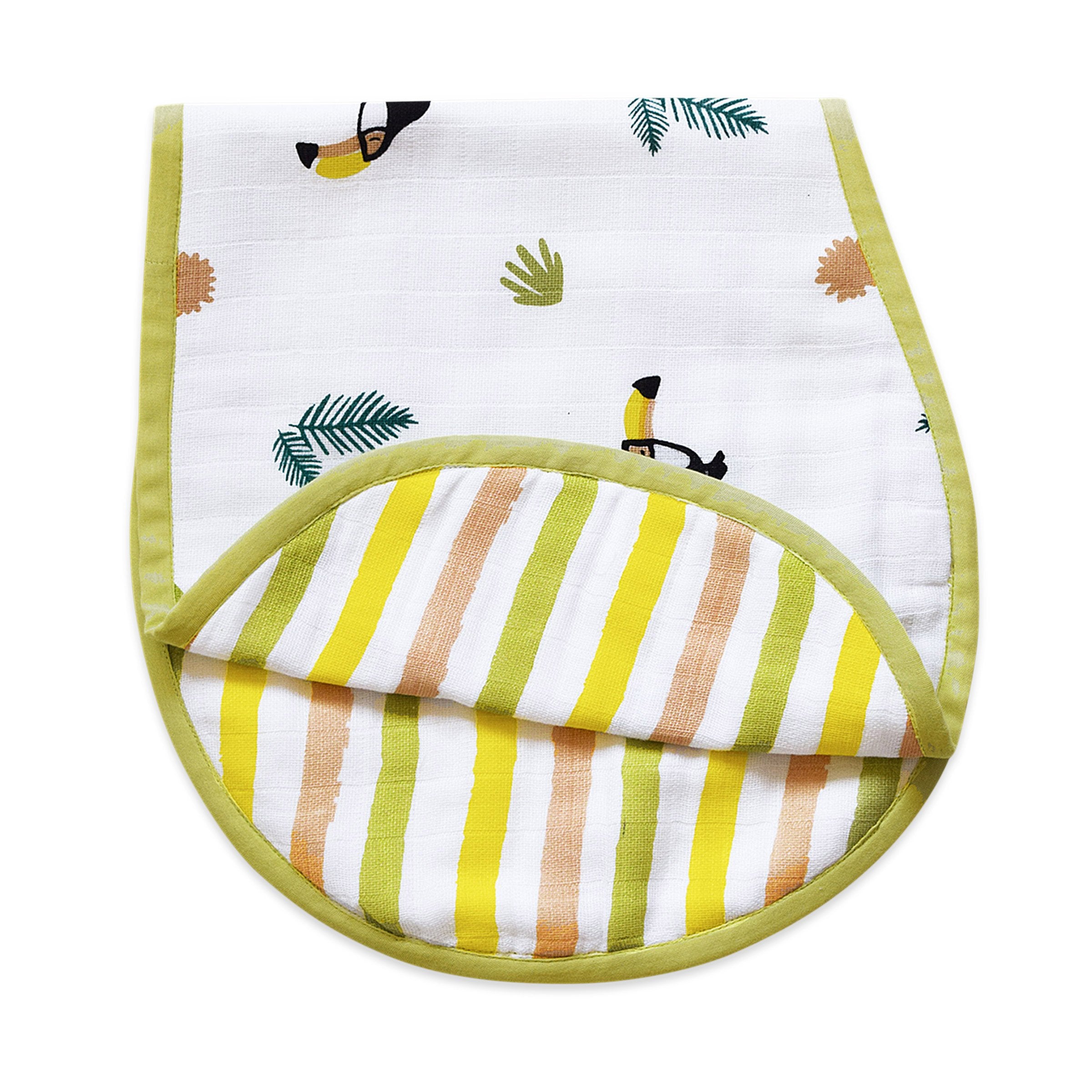 Organic Muslin Burp Cloth & Bib | Pack of 2 – Toucan & Elephant