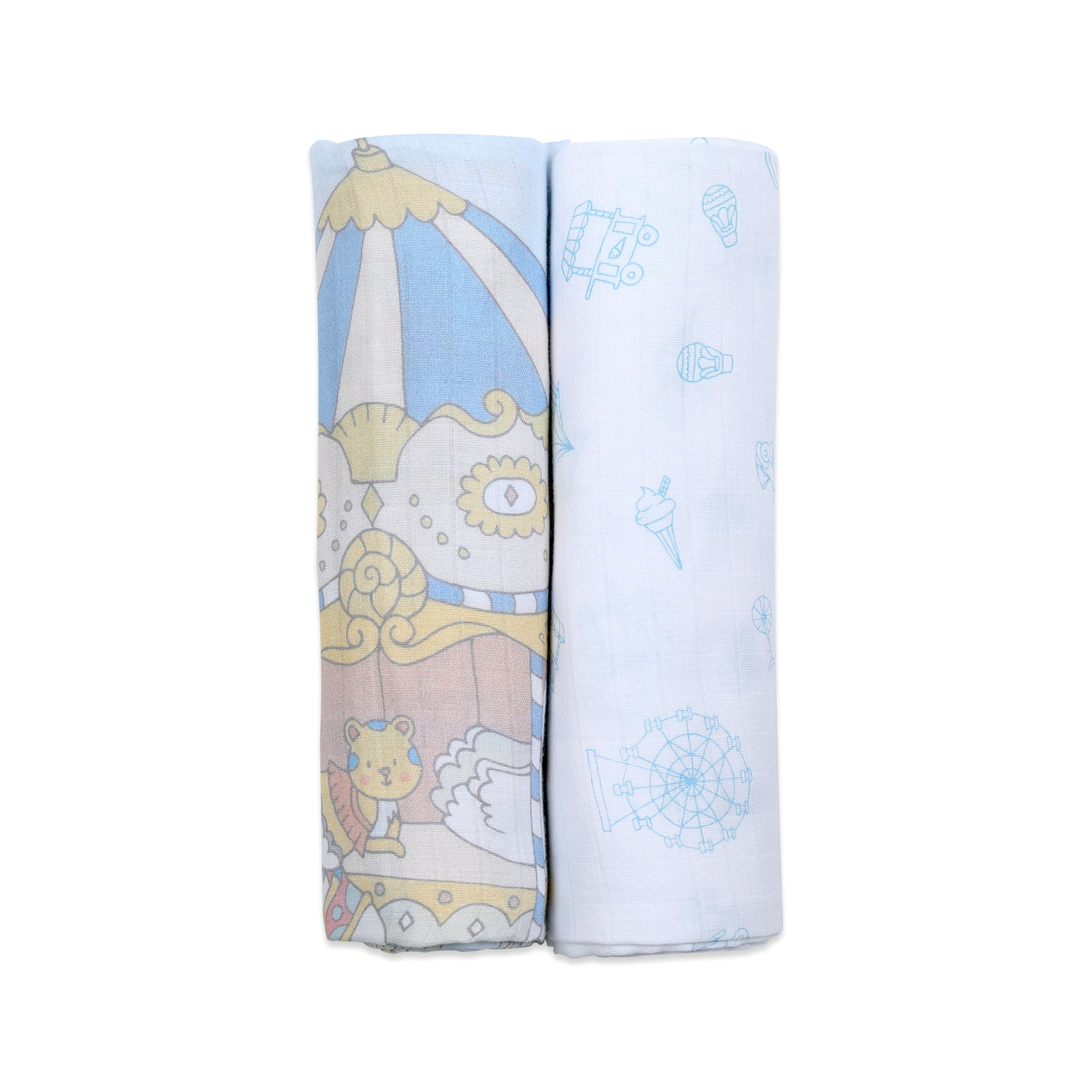 Organic Muslin Swaddles - Set of 2 - Carnival Blue