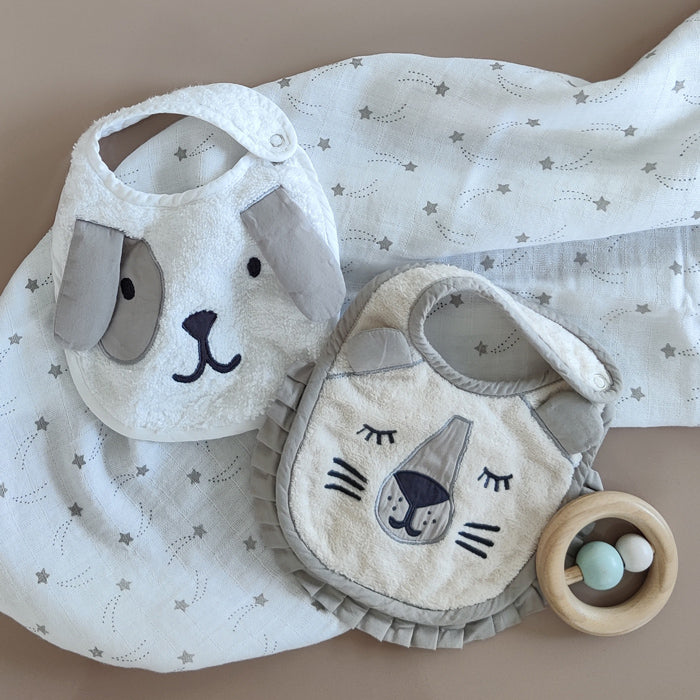 Newborn Bibs - Puppy & Lion | Pack of 2