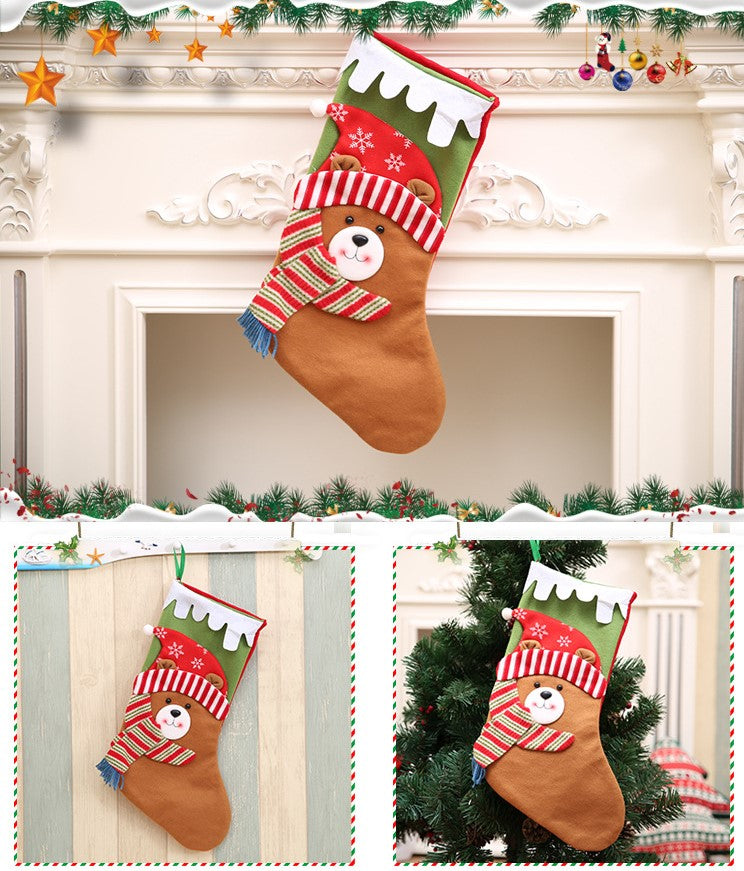 Snowy Scallop And Muffler Stockings- Merry Moose