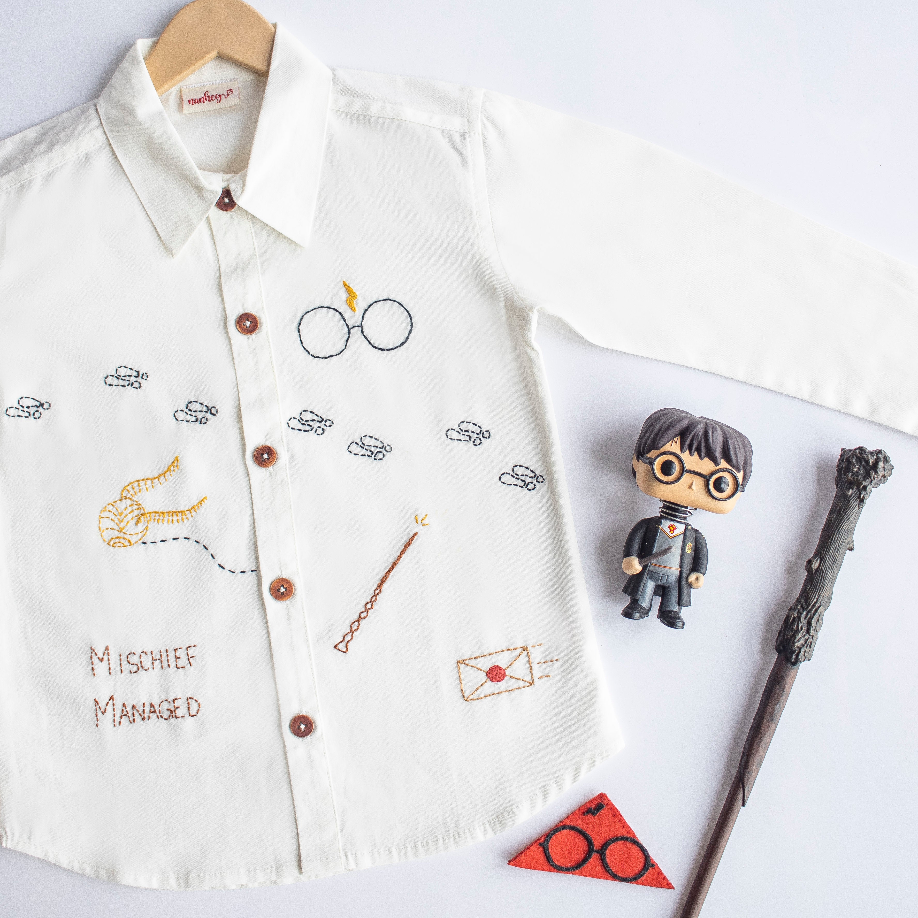 Potter - Magic Inspired Embroidered Unisex Shirt - White - Totdot