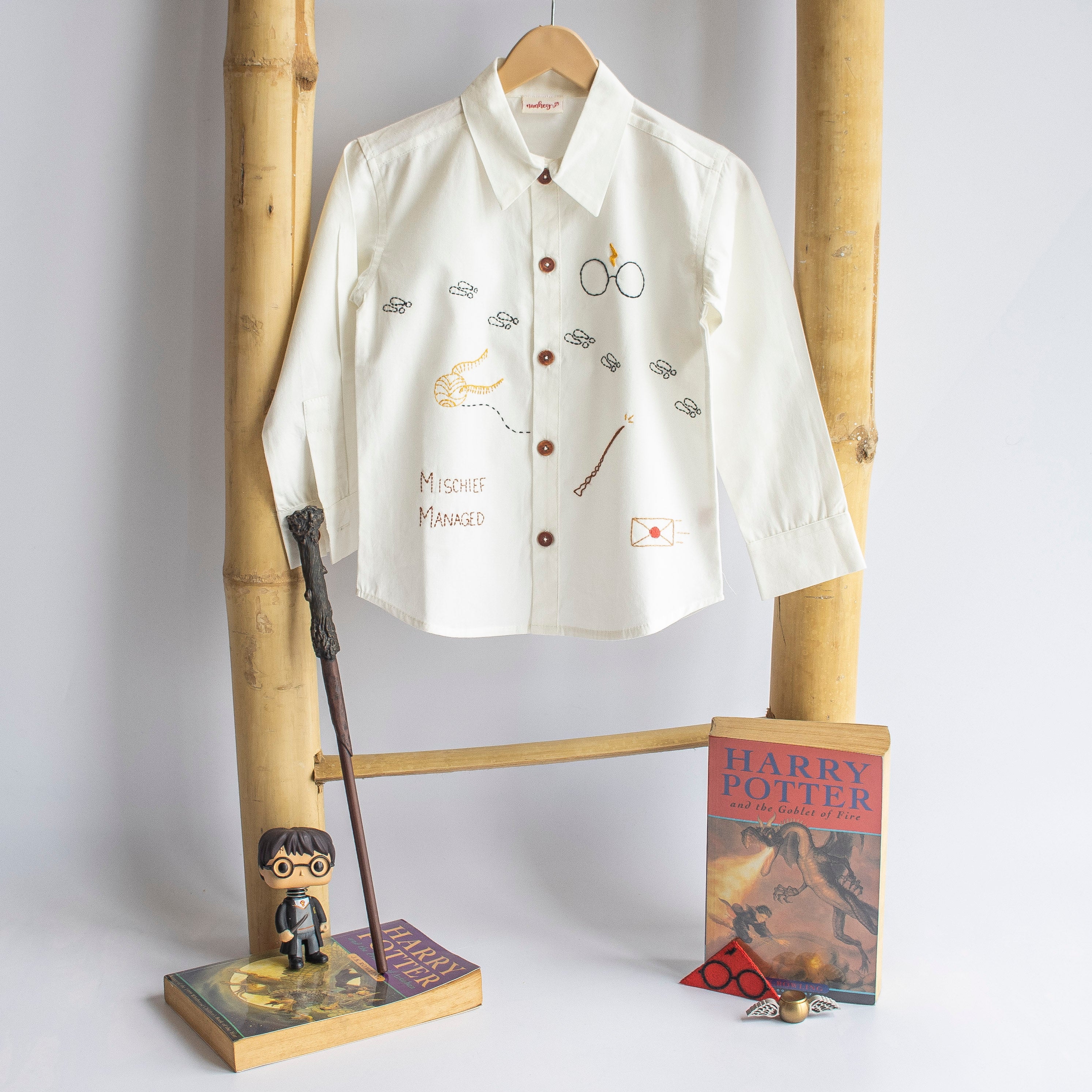 Potter - Magic Inspired Embroidered Unisex Shirt - White - Totdot