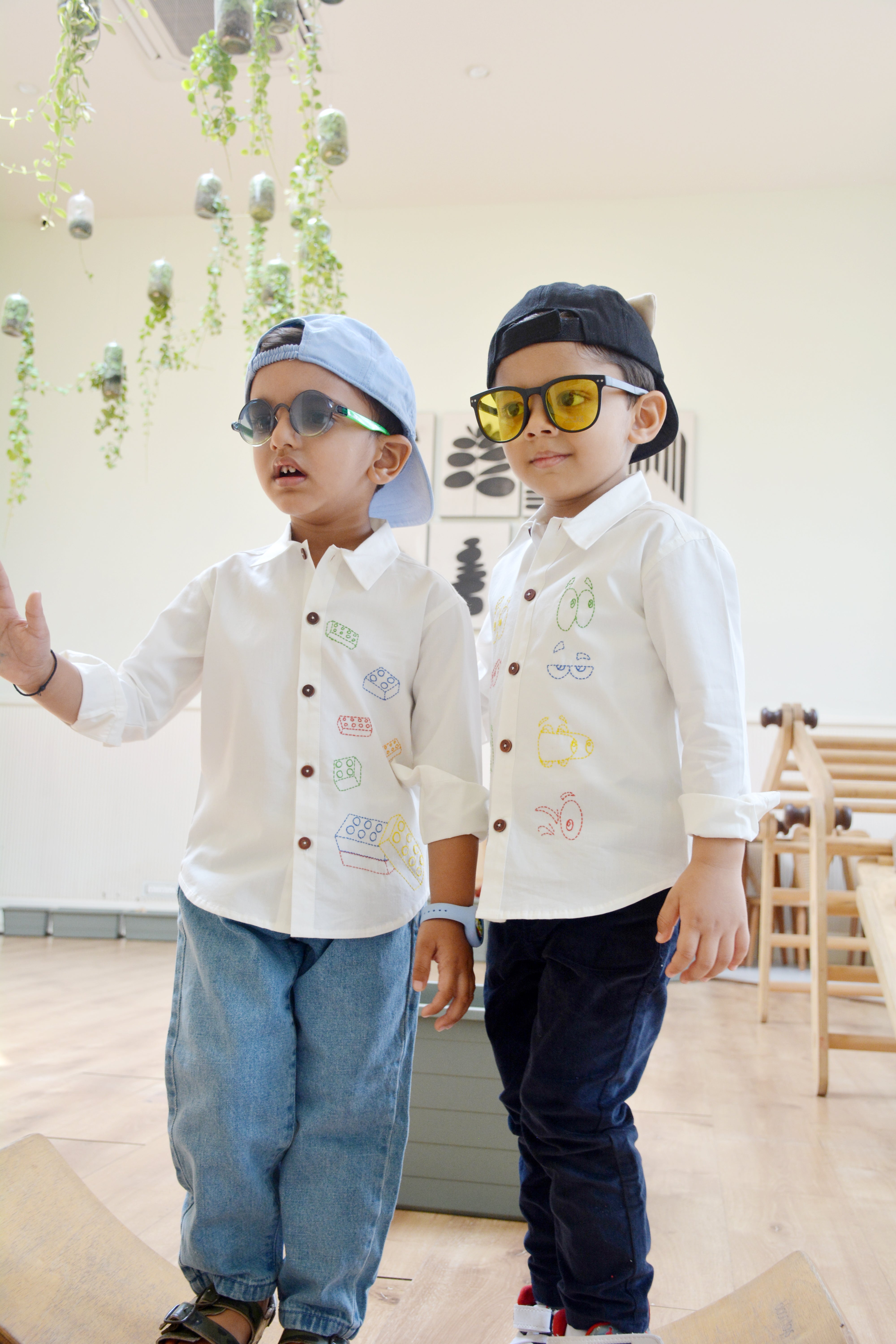 Building Blocks Embroidered Unisex Shirt - White - Totdot
