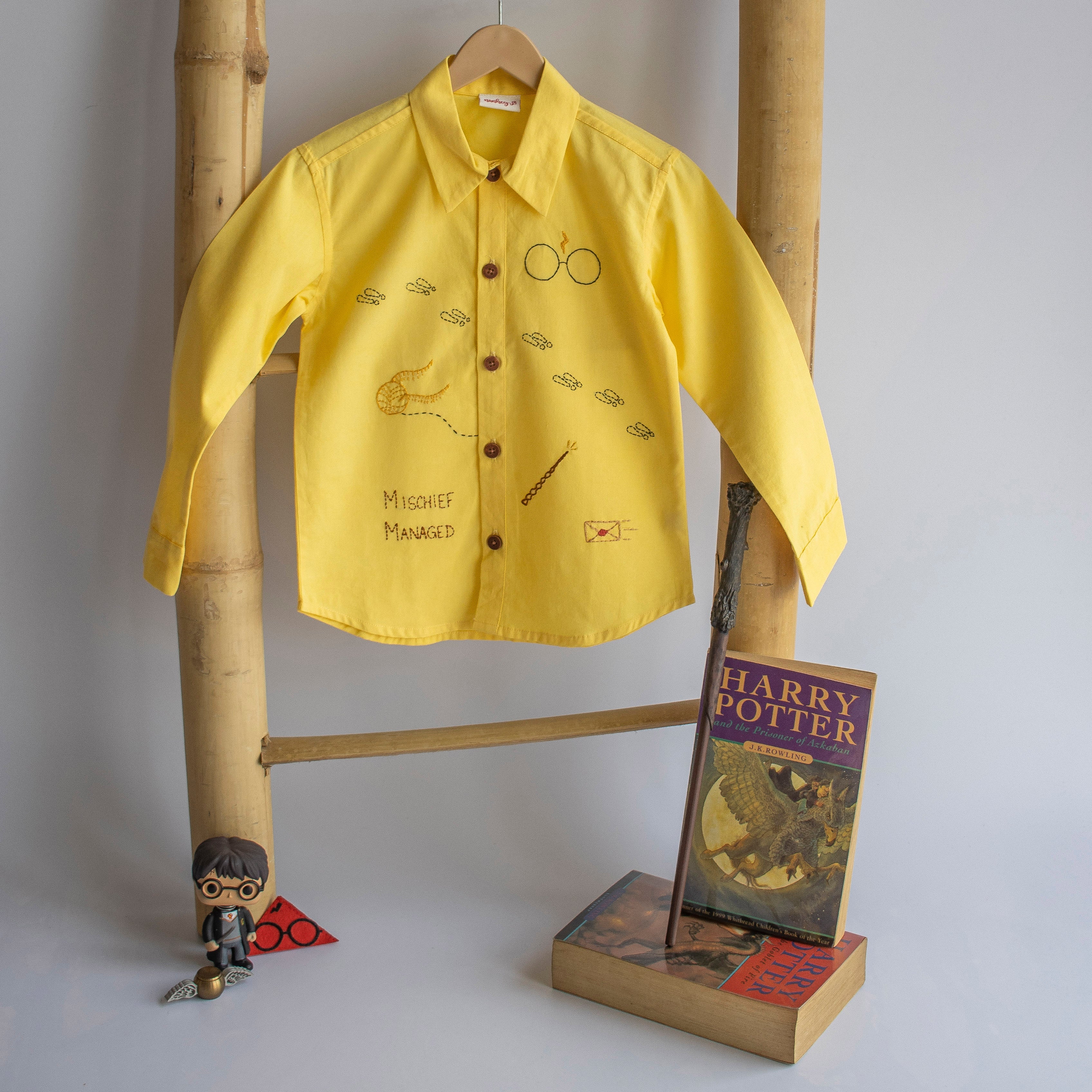 Potter - Magic Inspired Embroidered Unisex Shirt - Yellow - Totdot