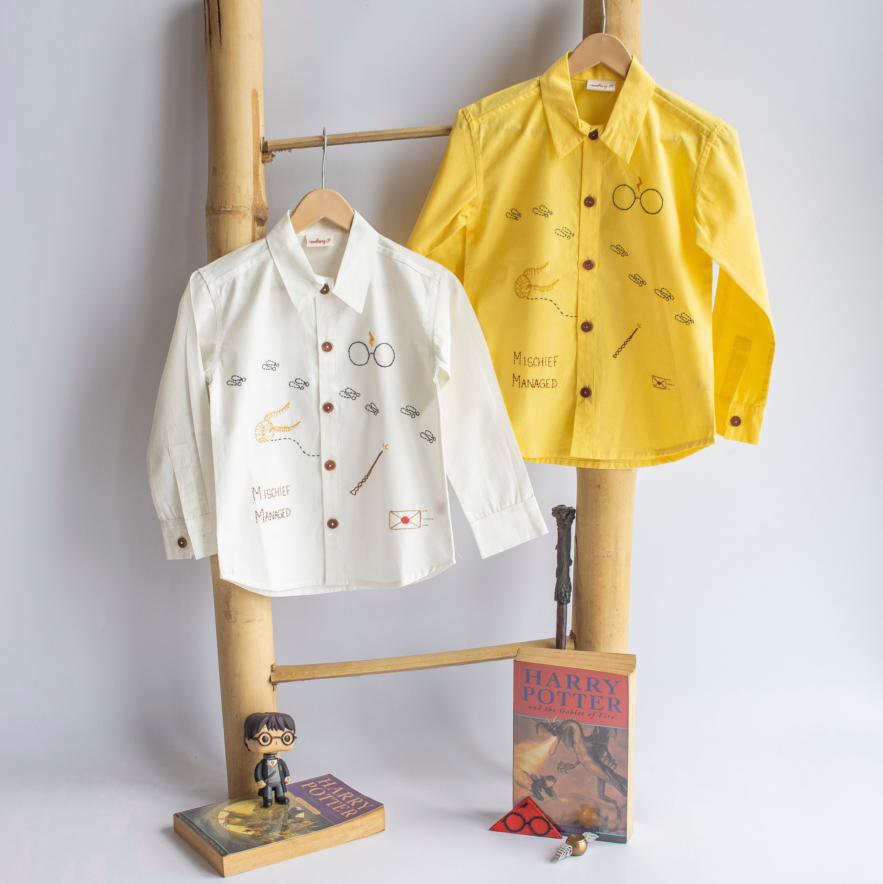 Potter - Magic Inspired Embroidered Unisex Shirt - Yellow - Totdot