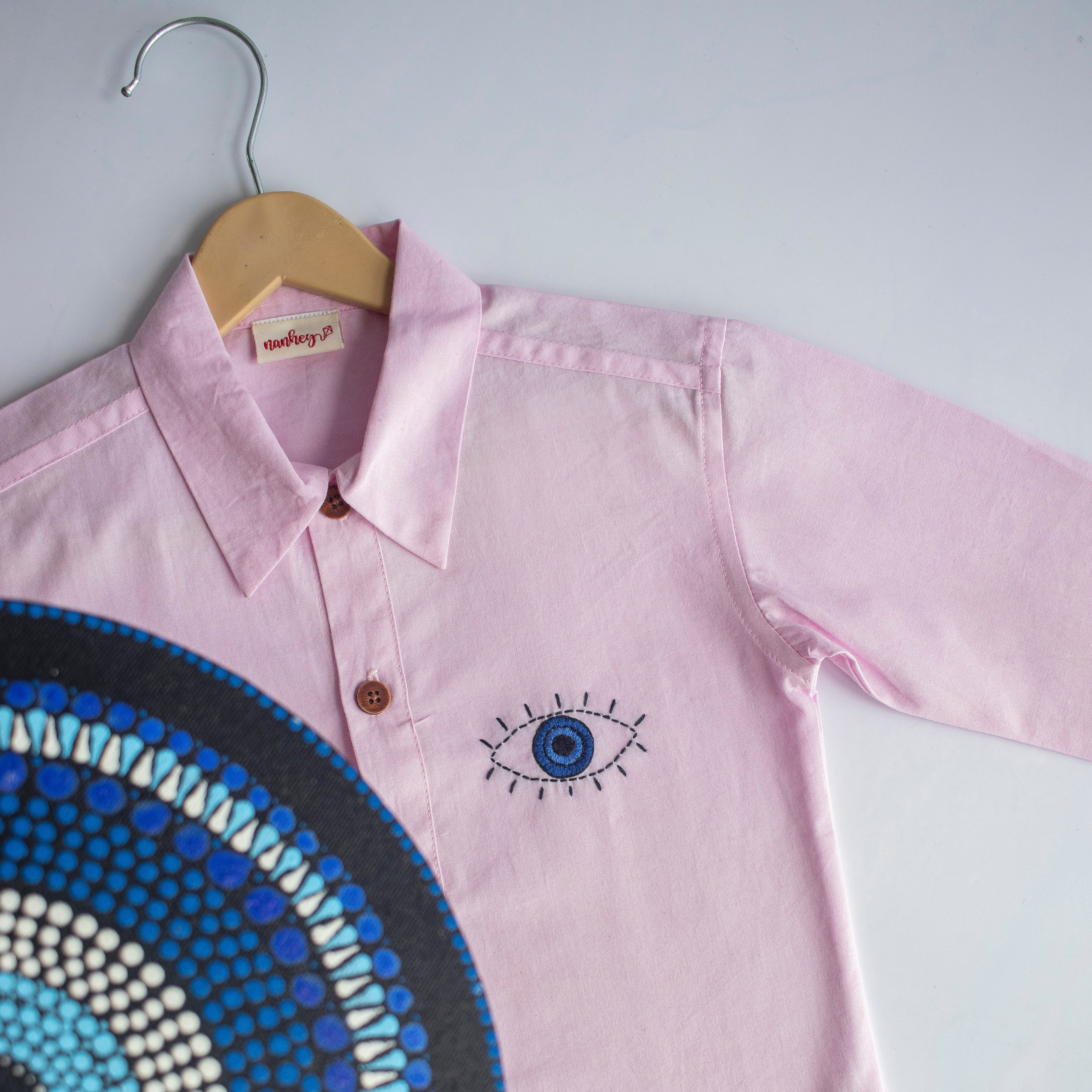 Evil Eye Embroidered Unisex Shirt - Light Pink - Totdot