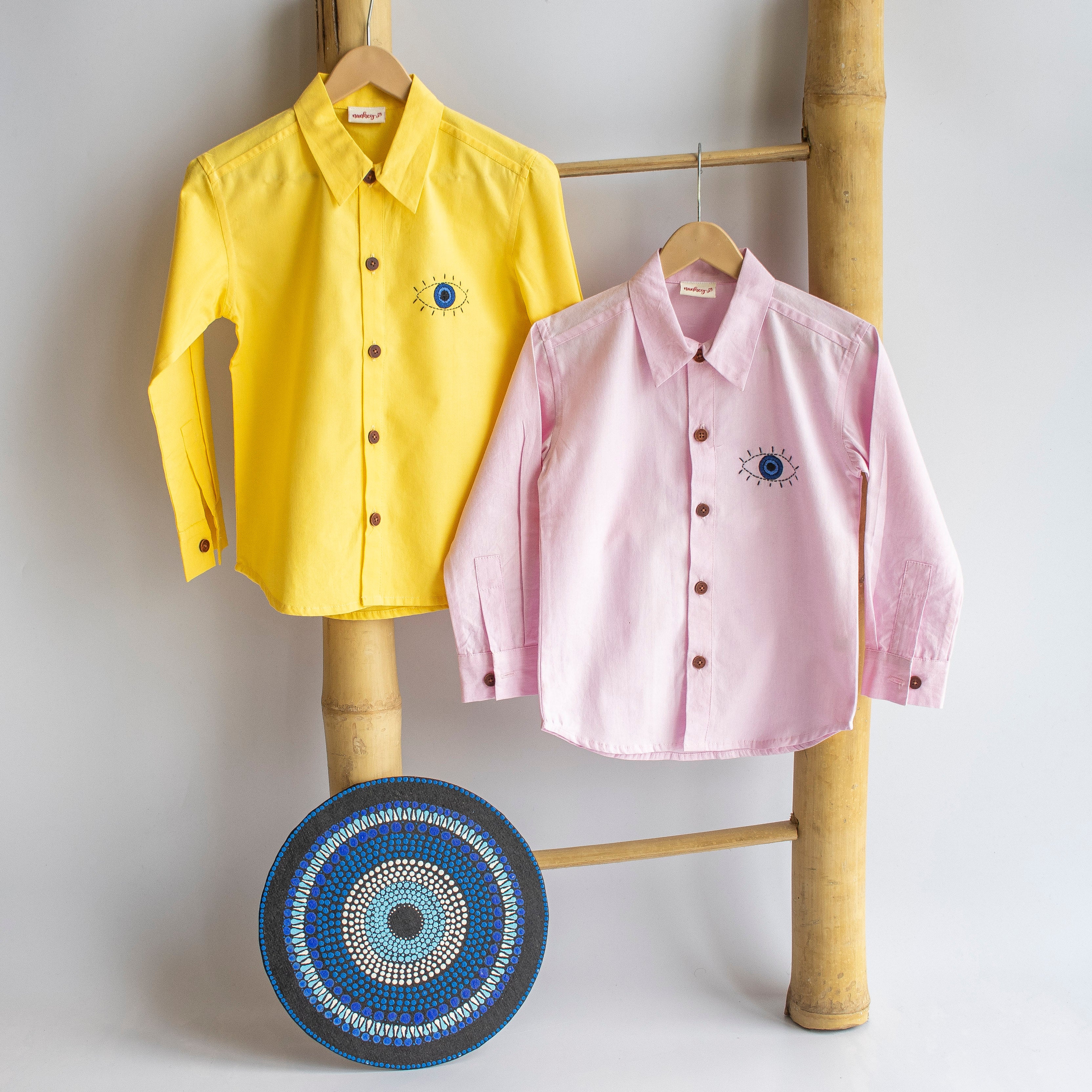 Evil Eye Embroidered Unisex Shirt - Light Pink - Totdot