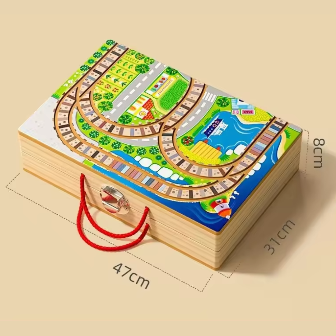 Wooden Train Set with Building Blocks