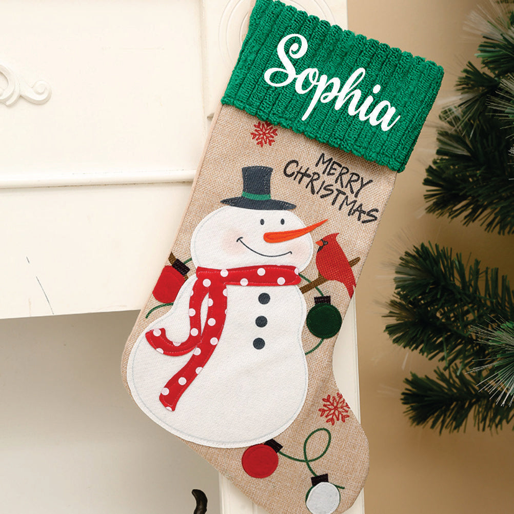 Vintage Vibe Stockings- Snowy Snowman