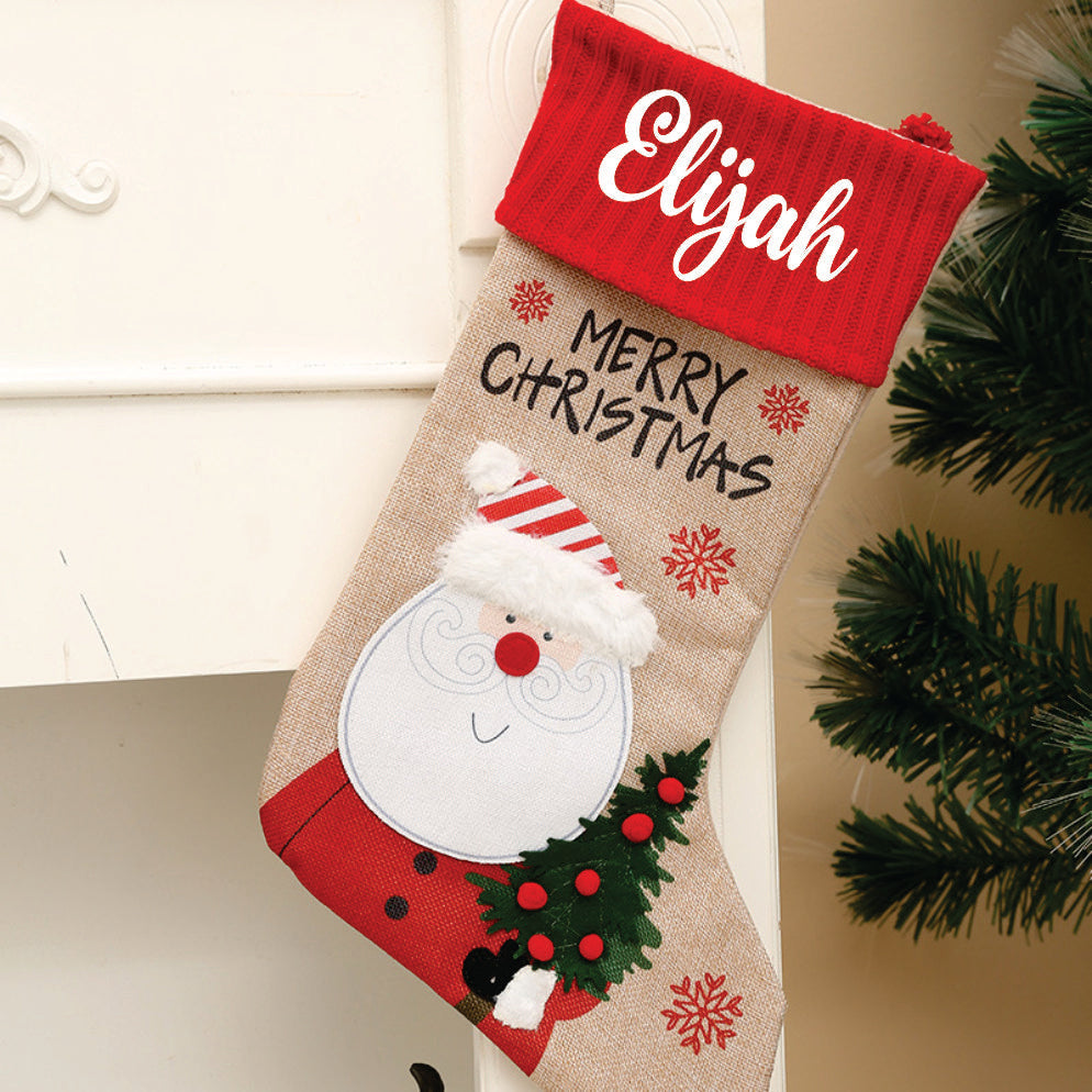 Vintage Vibe Stockings- Happy Santa