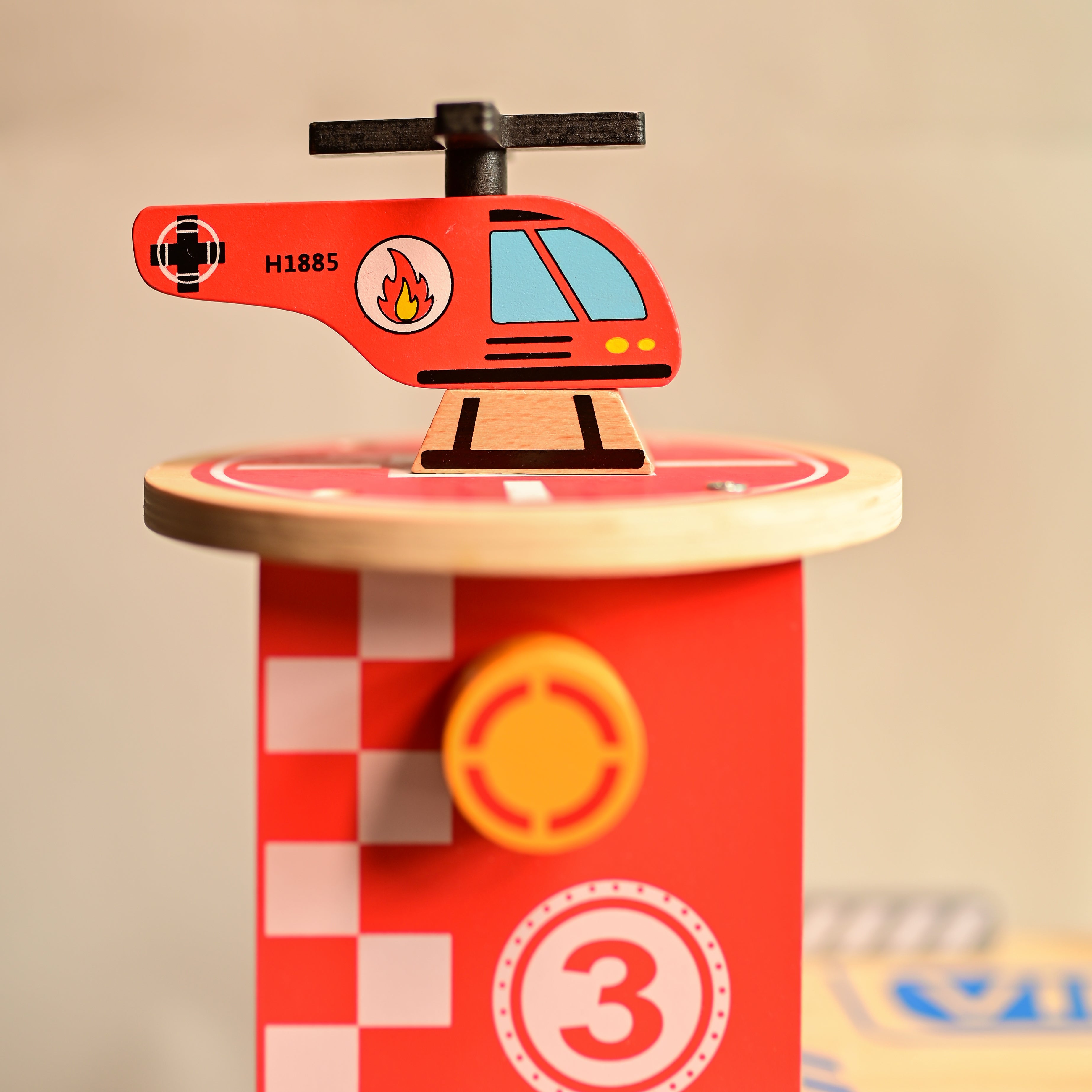 Drive in-Multilevel Activity Center with Helicopter Pad, Moving Elevator & Rapid Descent Ramps Pretend Play Toy Develops Motor Skills & Creativity – Age 3+ years