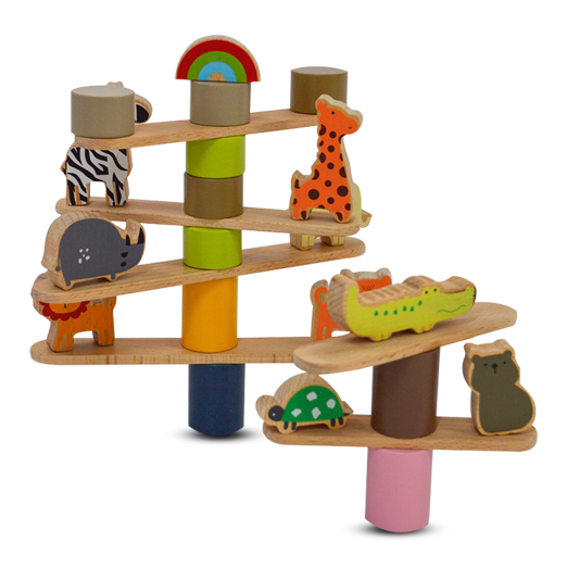 Wodden Zoo Tower | Balancing Activities Toy | Great Gift for Kids and Toddlers | Wooden animal stacking Toys