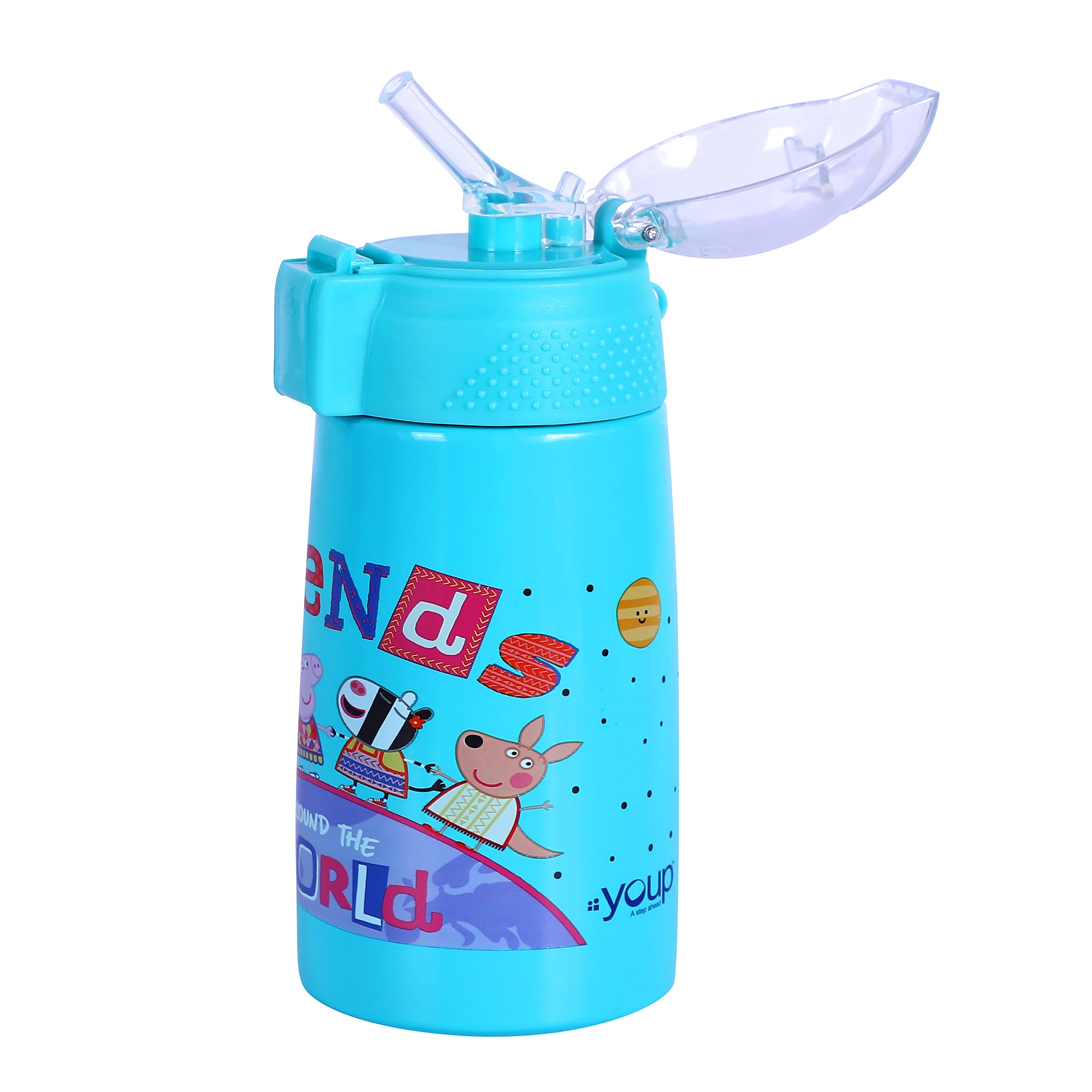 Stainless Steel Peppa Pig Theme Kids Insulated Double Wall Sipper Bottle Zesty- 300 Ml
