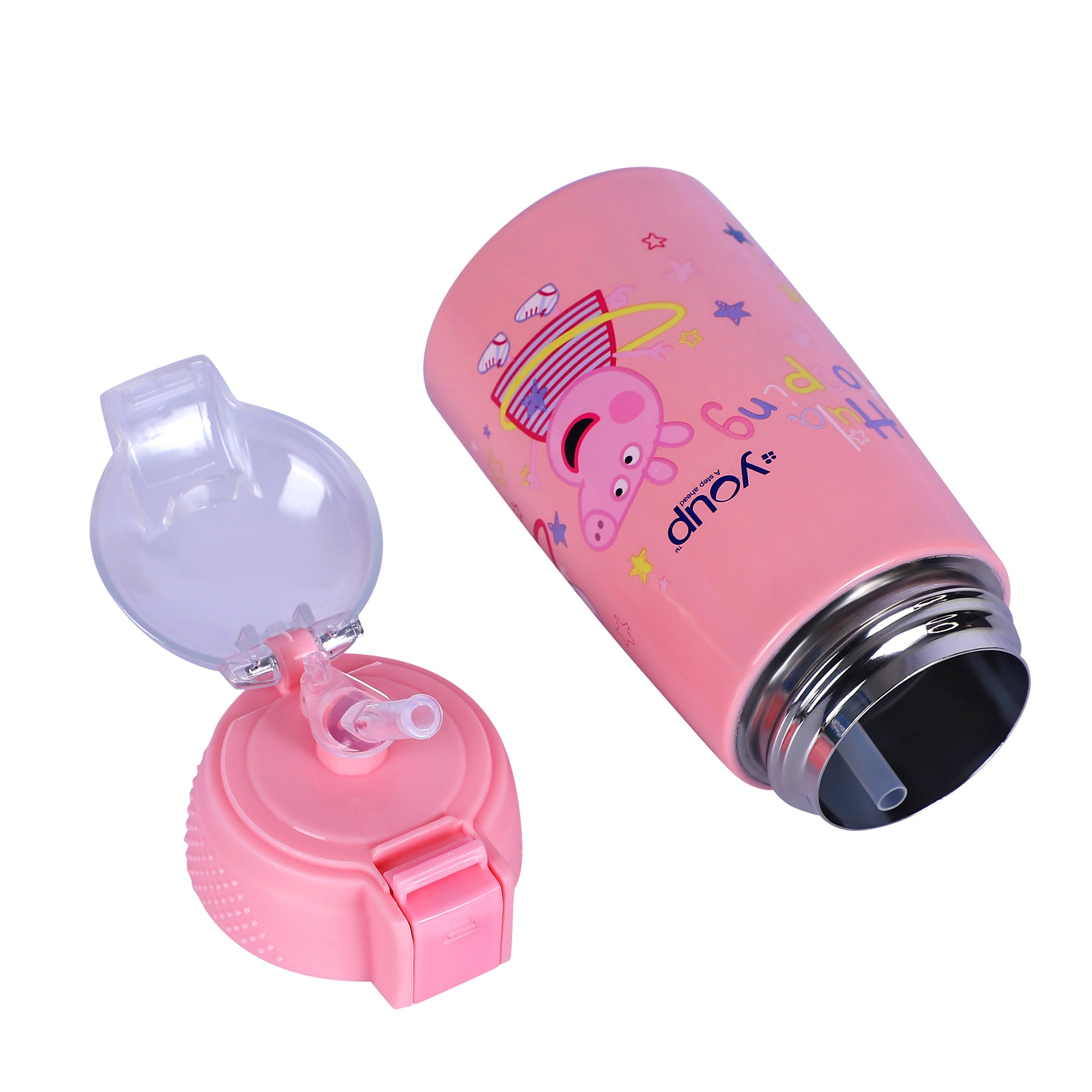 Stainless Steel Peppa Pig Theme Kids Insulated Double Wall Sipper Bottle Zesty- 300 Ml