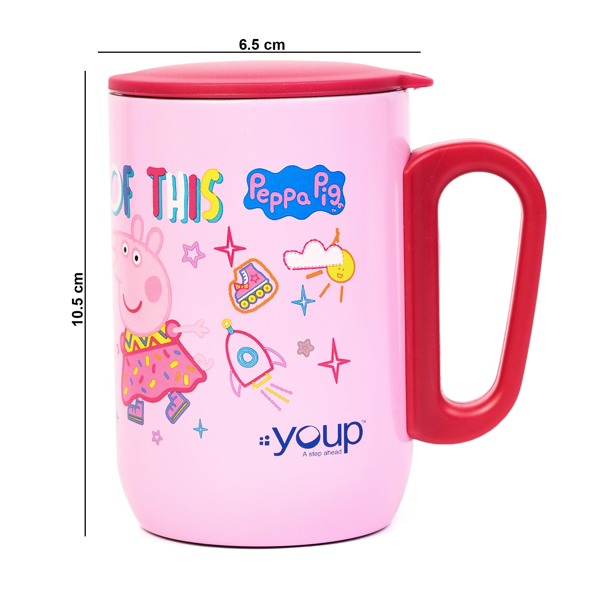 Stainless Steel Peppa Pig Kids Insulated Mug With Cap - 320 Ml