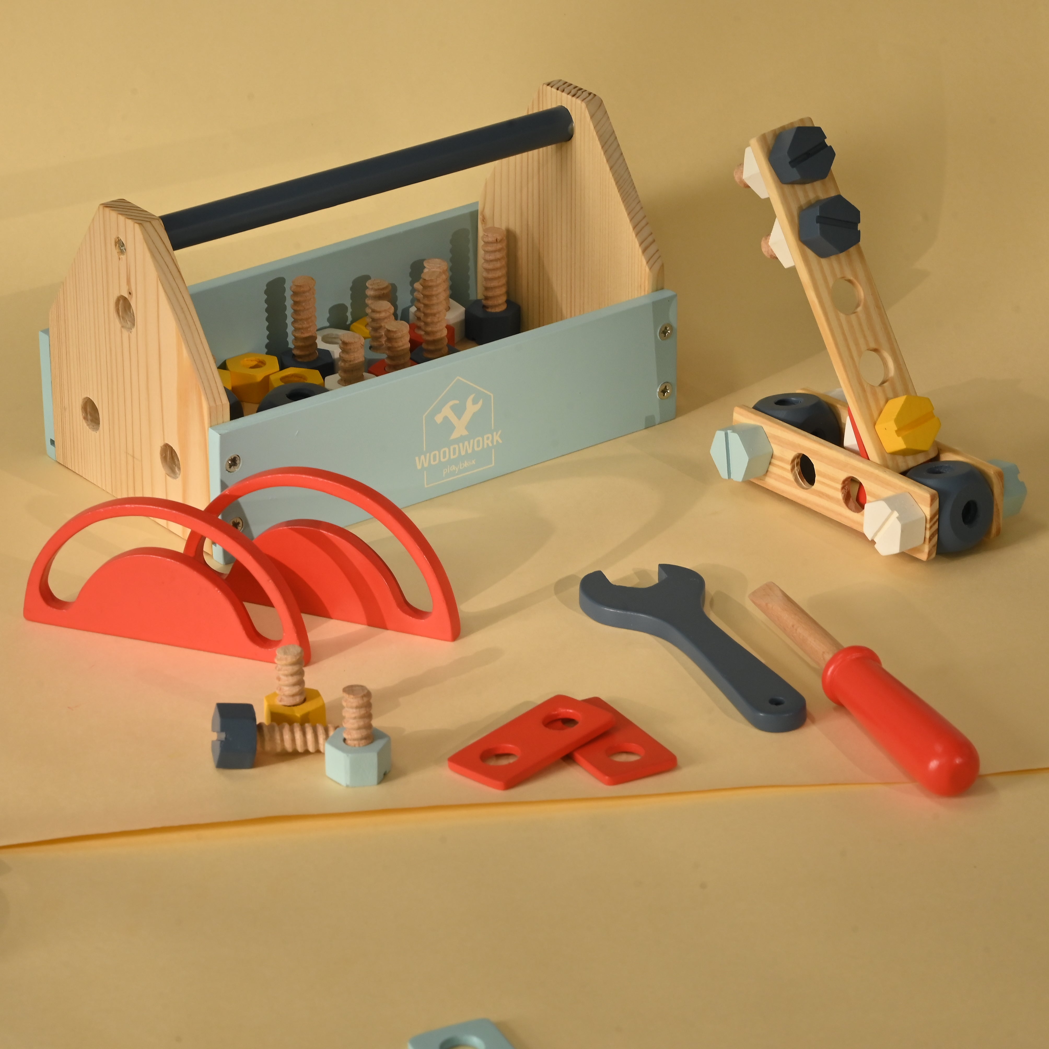 Pretend Play Toy Wooden Toy Tool Kit (1 Years +) Imagination and Creativity Fix it up Wooden Toy (32 Pcs)