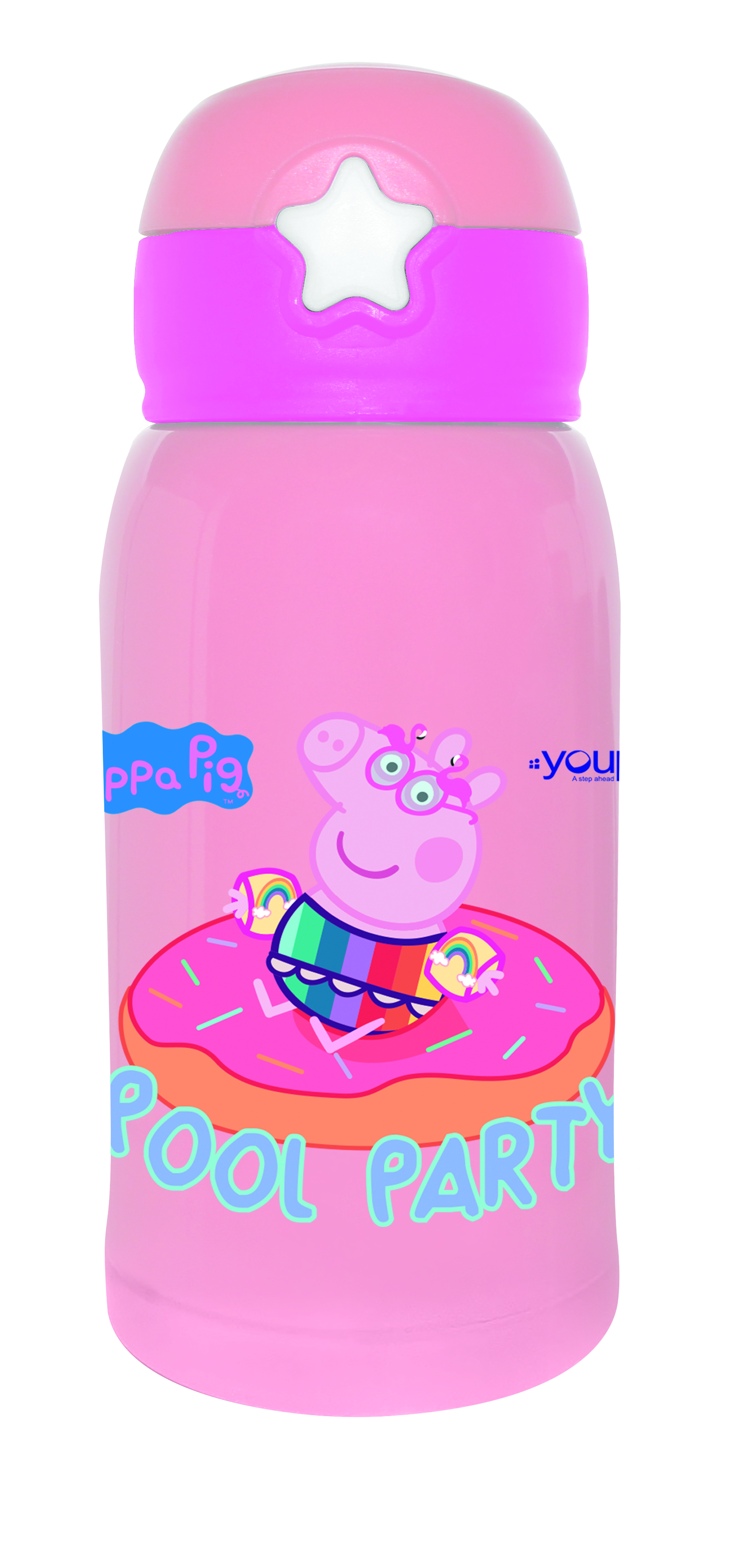 Stainless Steel Peppa Pig Kids Sipper Bottle Zippy - 550 Ml