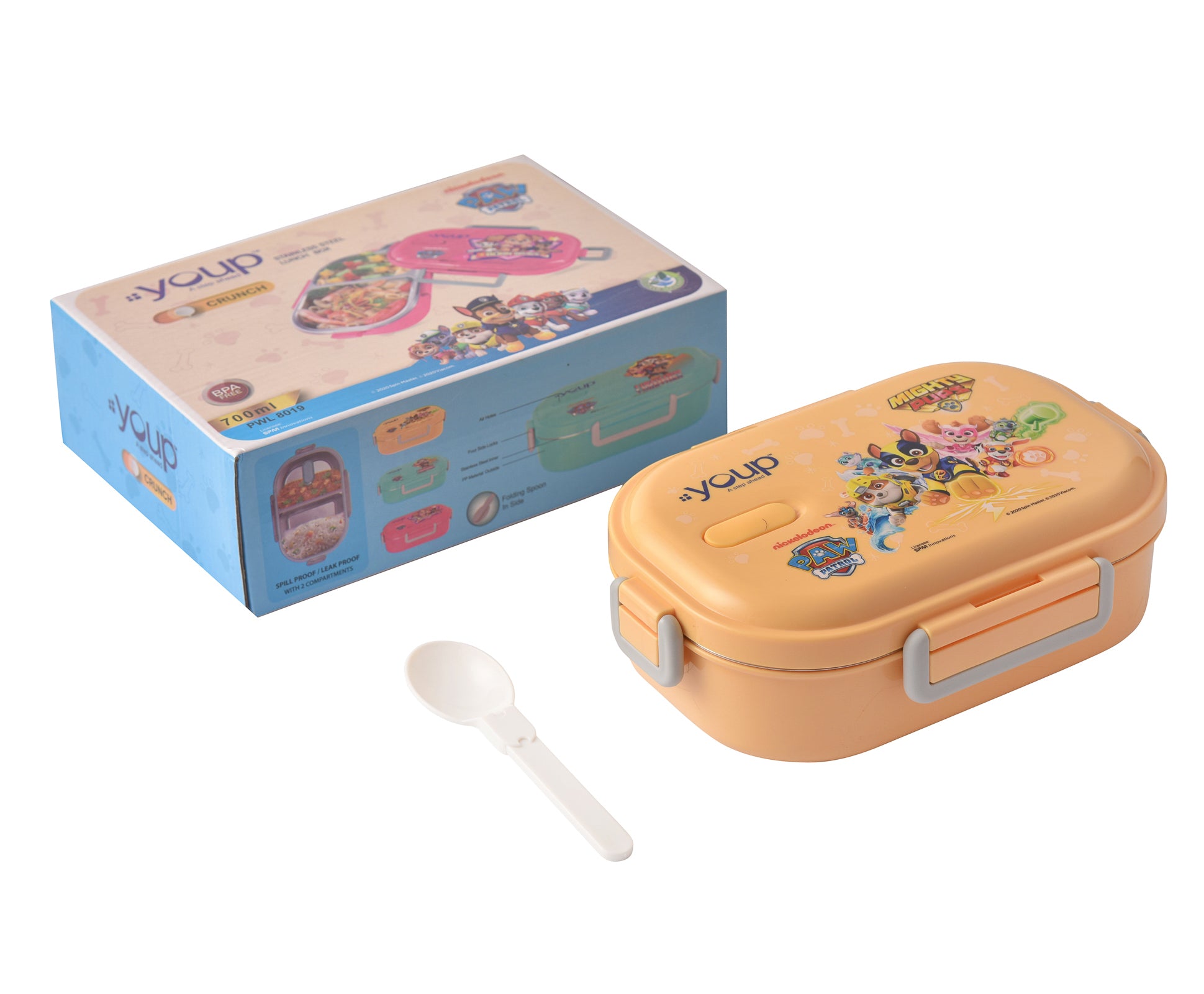 Stainless Steel Insulated Lunch Box With Spoon Paw Patrol Print Crunch 700 Ml
