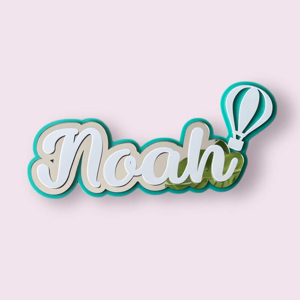 Silver White with Multiple Motif - 3 Layer Name Plaque